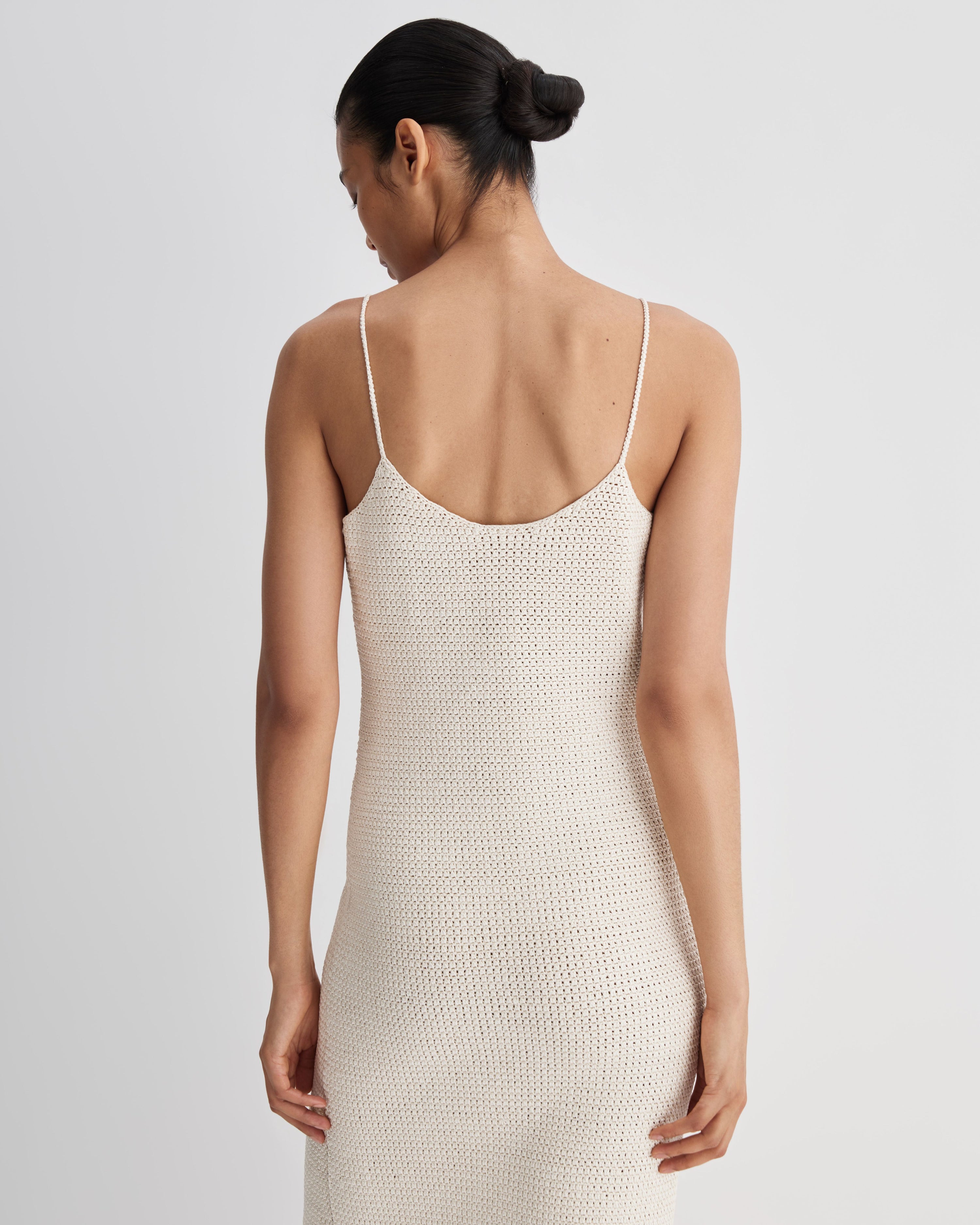 Liliana Dress in Silk Crochet, Off White - Veronica De Piante