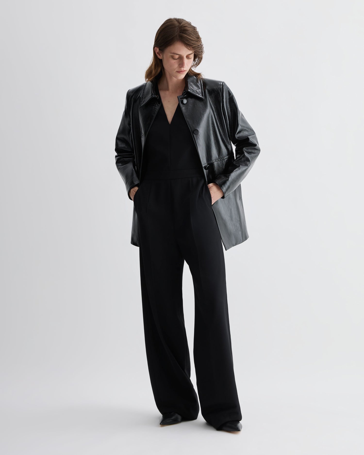 Jess Jacket in Patent Leather, Black