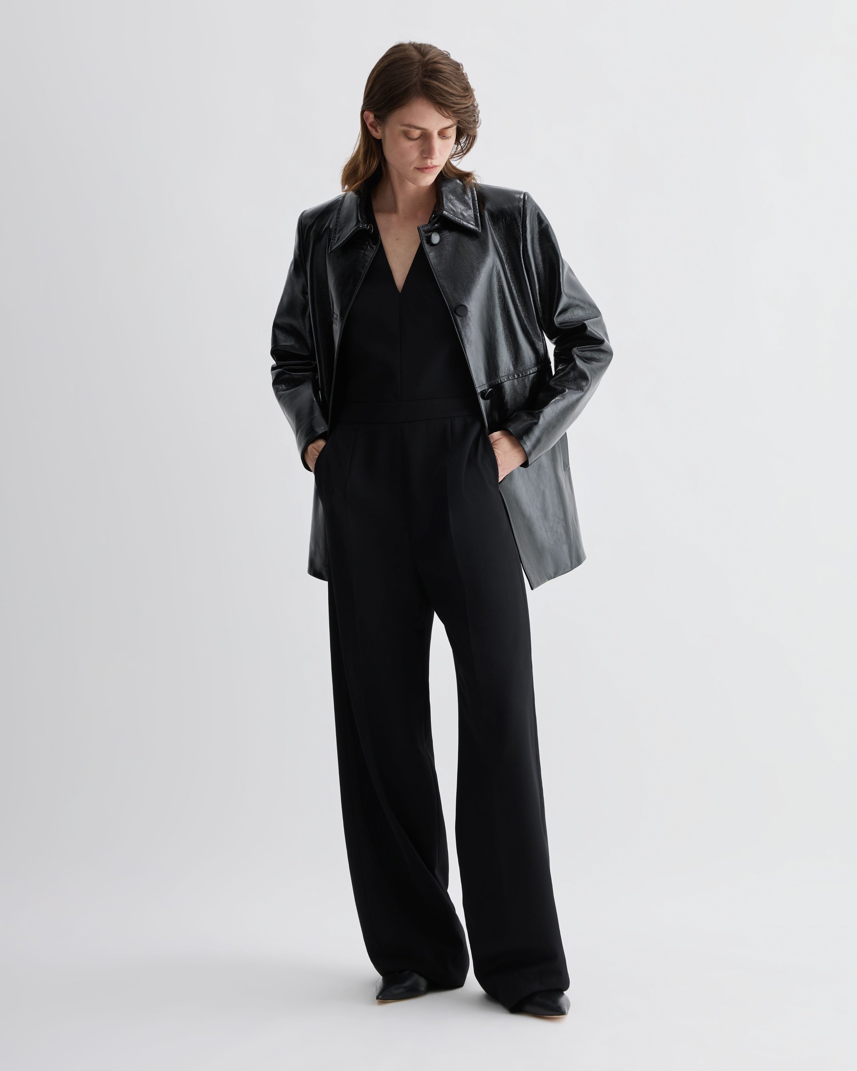 Jess Jacket in Patent Leather, Black