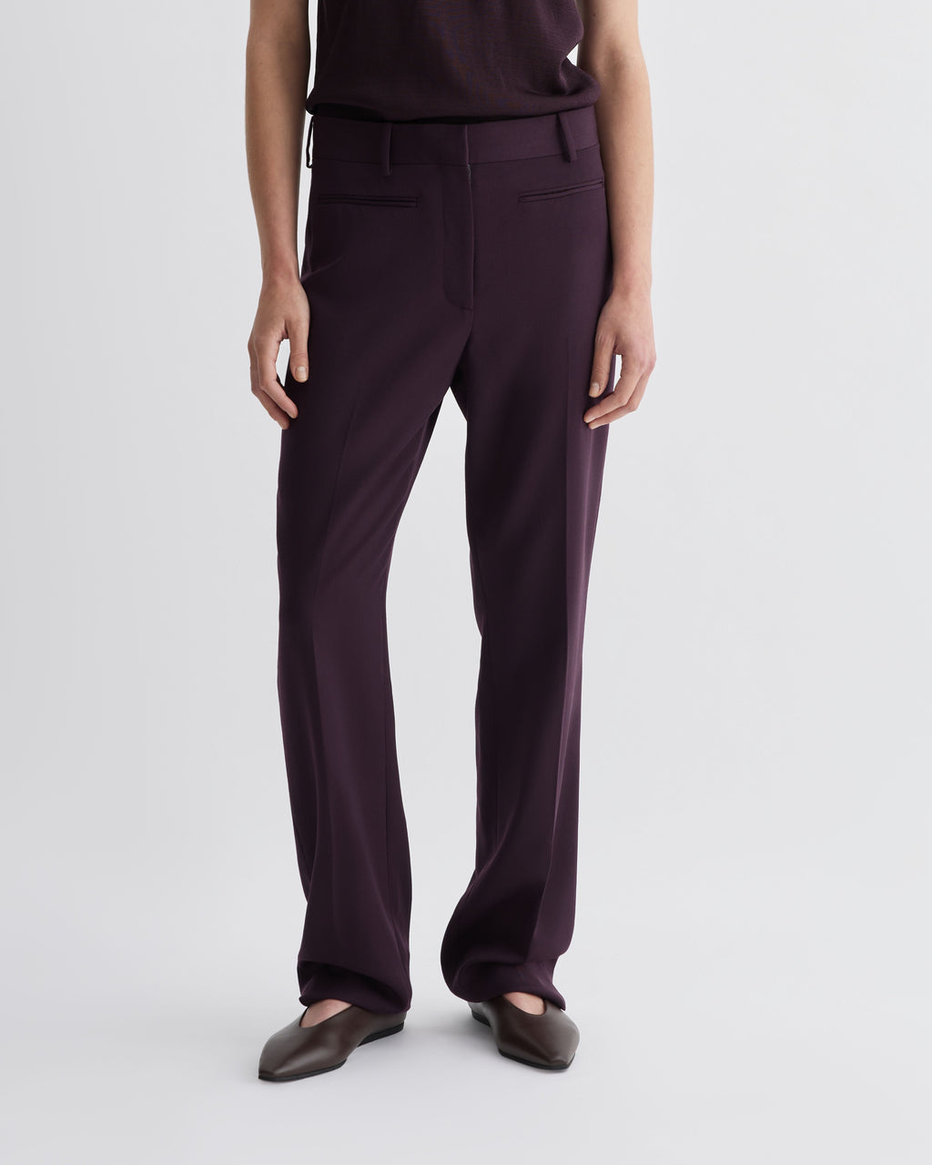 Marnie Trousers in Wool, Deep Plum - Veronica De Piante