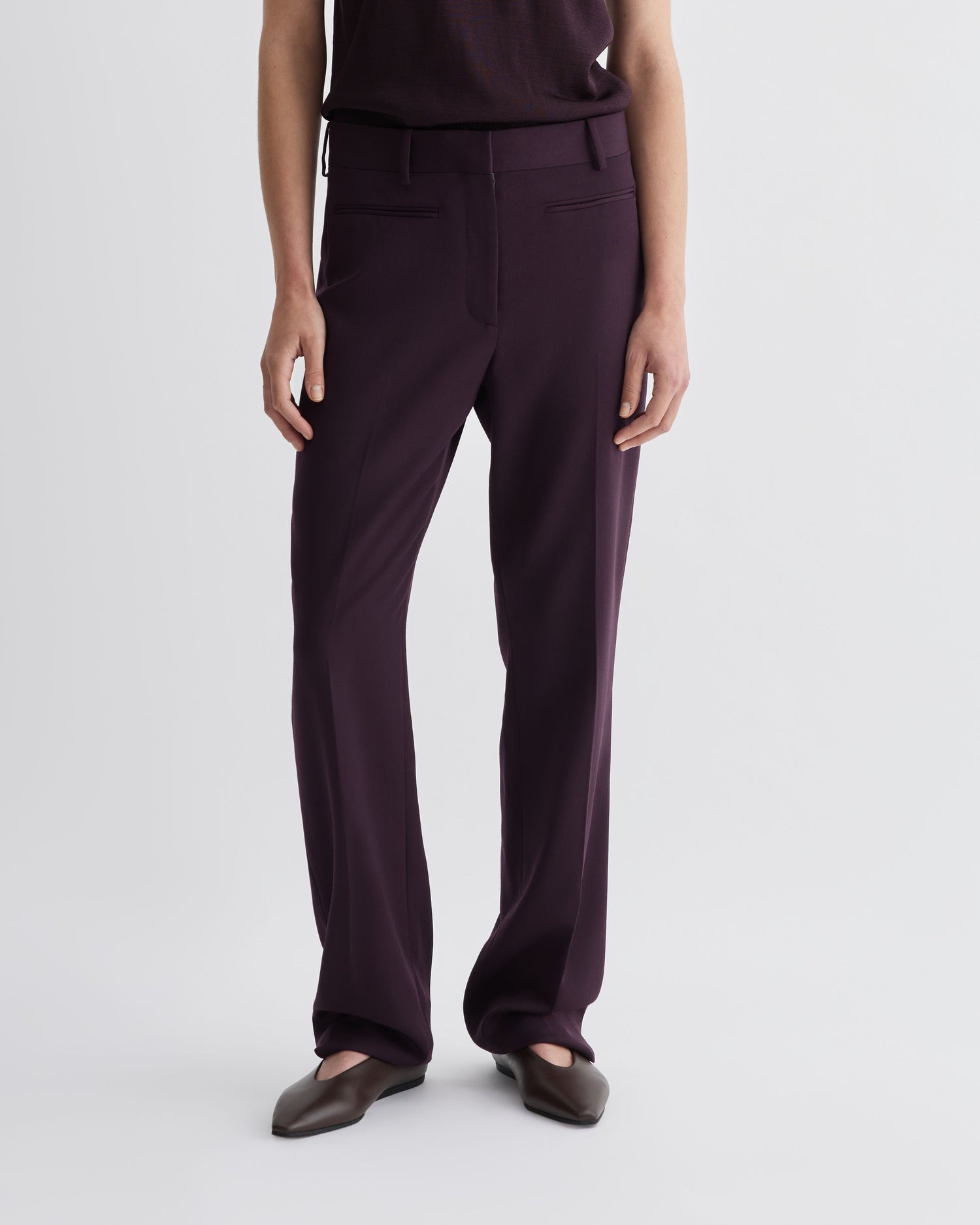 Marnie Trousers in Wool, Deep Plum