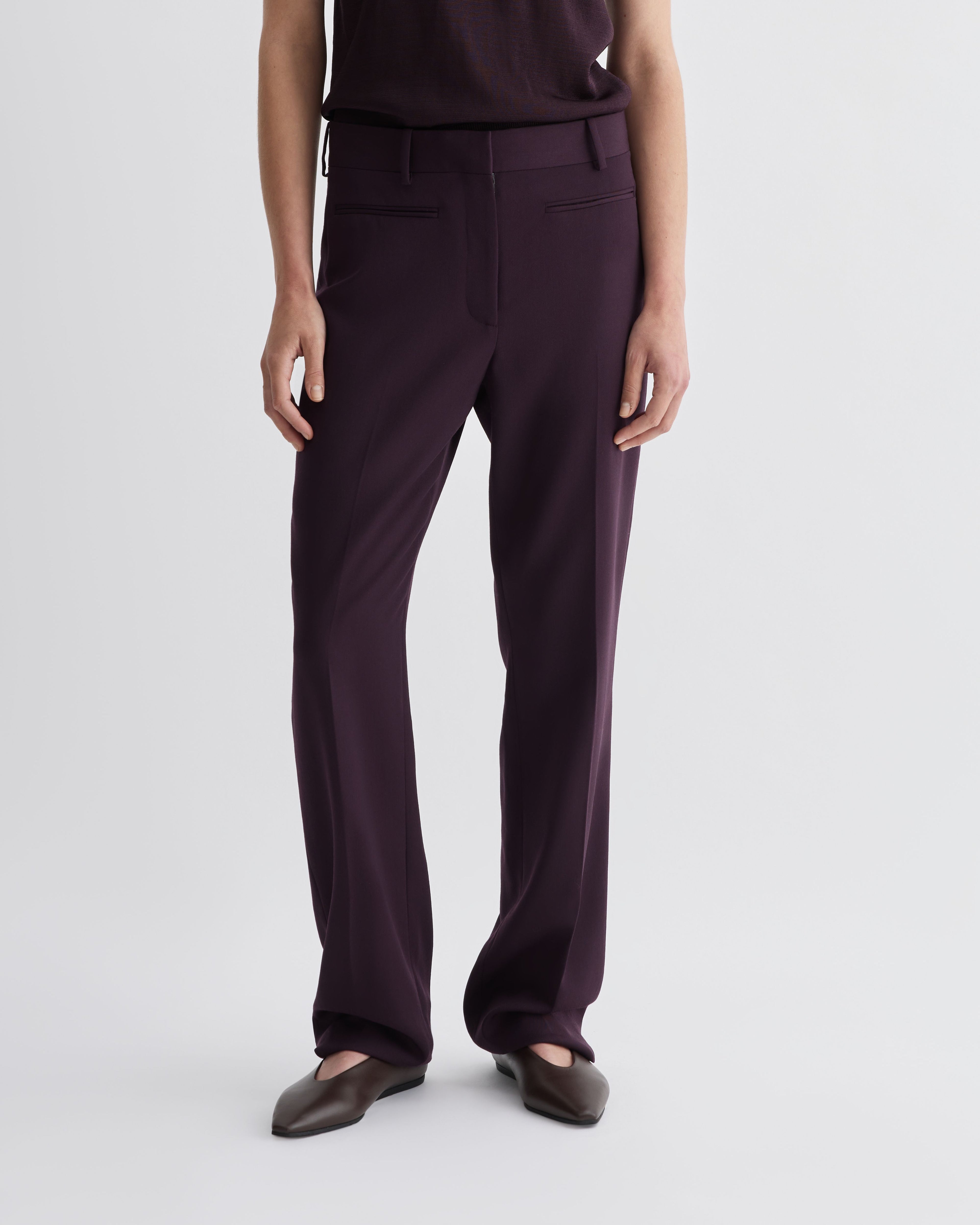 Marnie Trousers in Wool, Deep Plum - Veronica De Piante