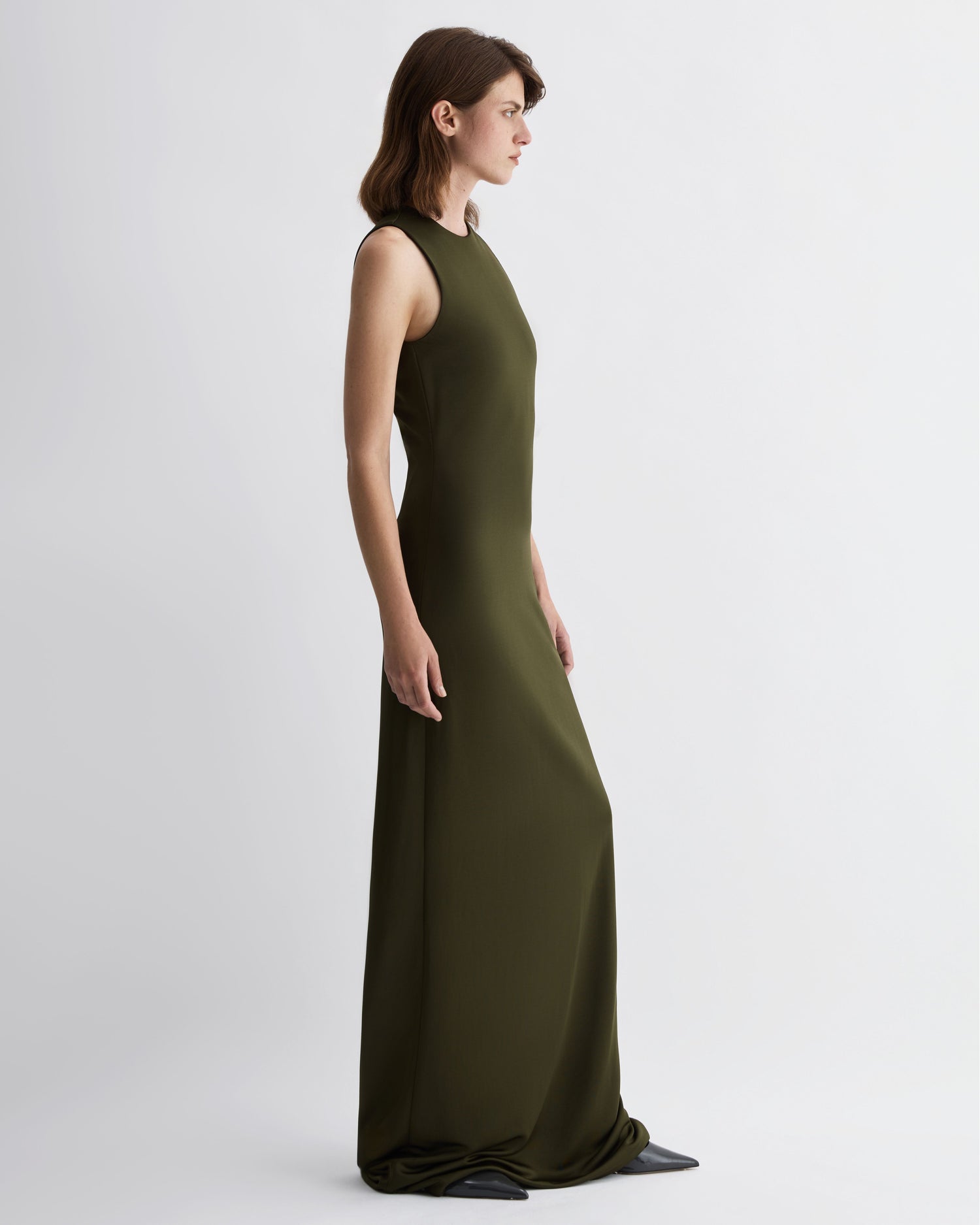 Carmen Dress in Viscose Jersey, Olive - Veronica De Piante