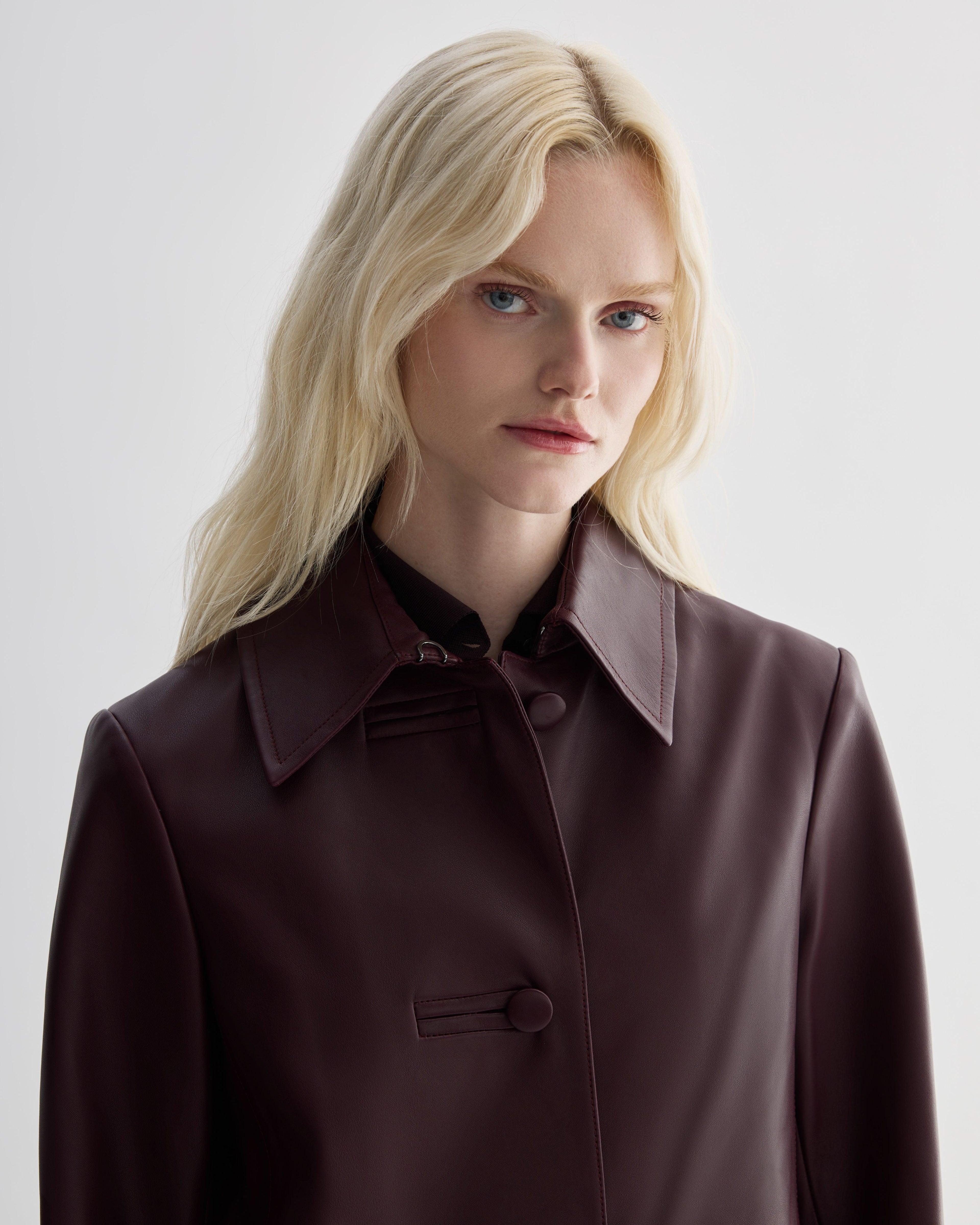 Jess Jacket in Nappa Leather, Maroon - Veronica De Piante