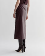 Gisele Skirt in Nappa Leather, Maroon - Veronica De Piante
