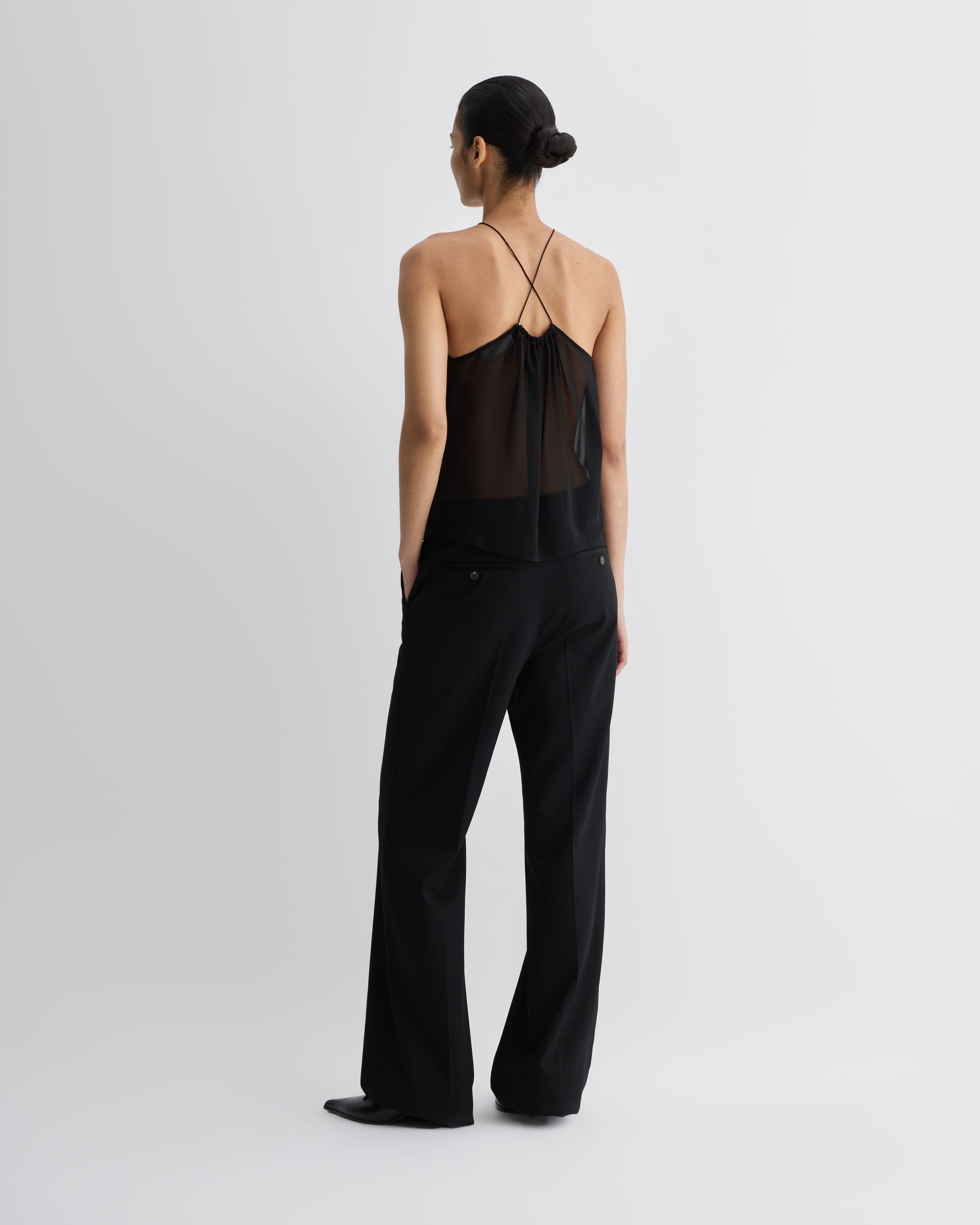 Greta Top in Silk, Black - Veronica De Piante