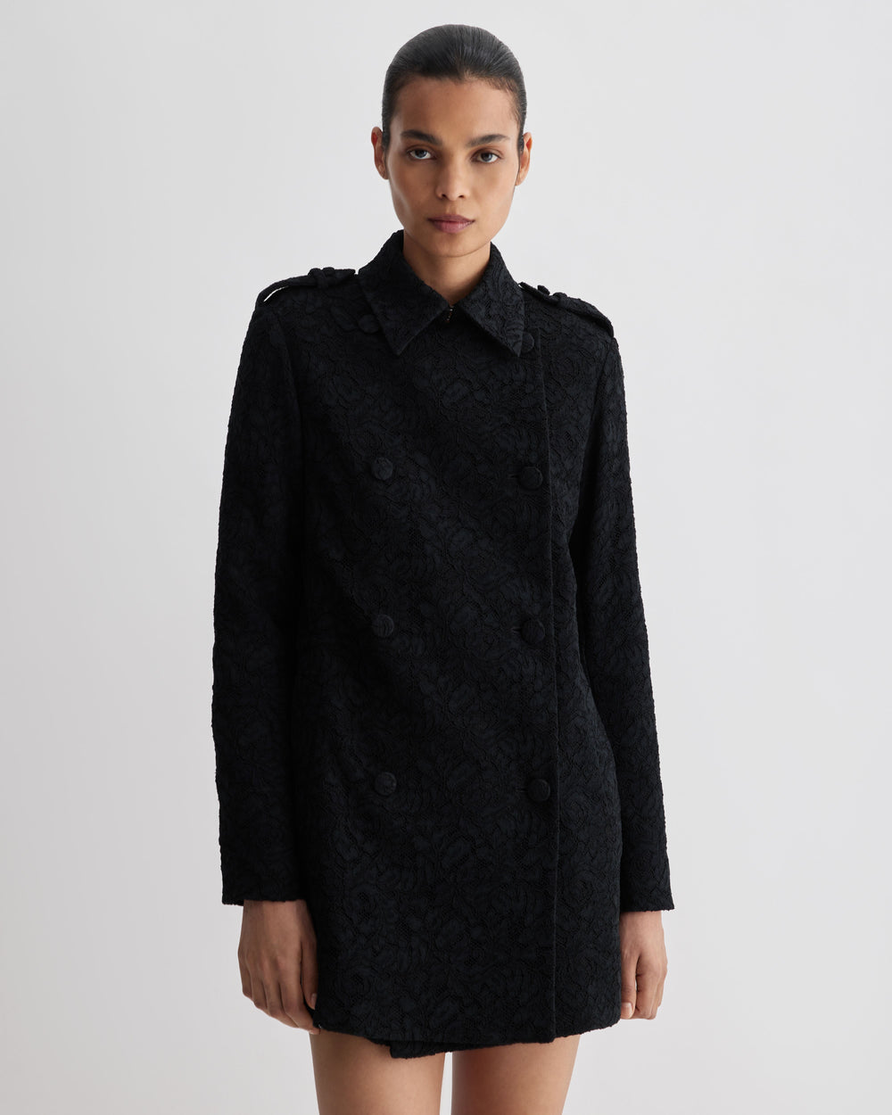 Charlotte Trench in Lace, Black
