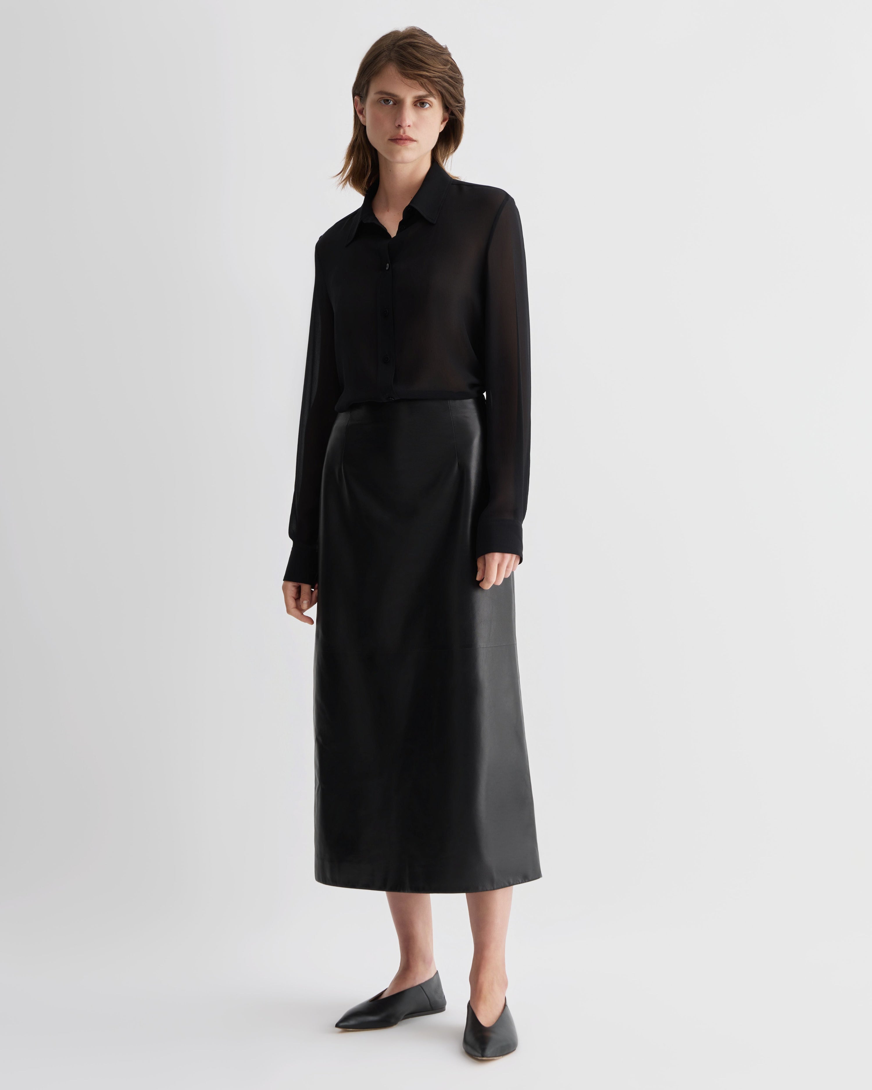 Gisele Skirt in Nappa Leather, Black