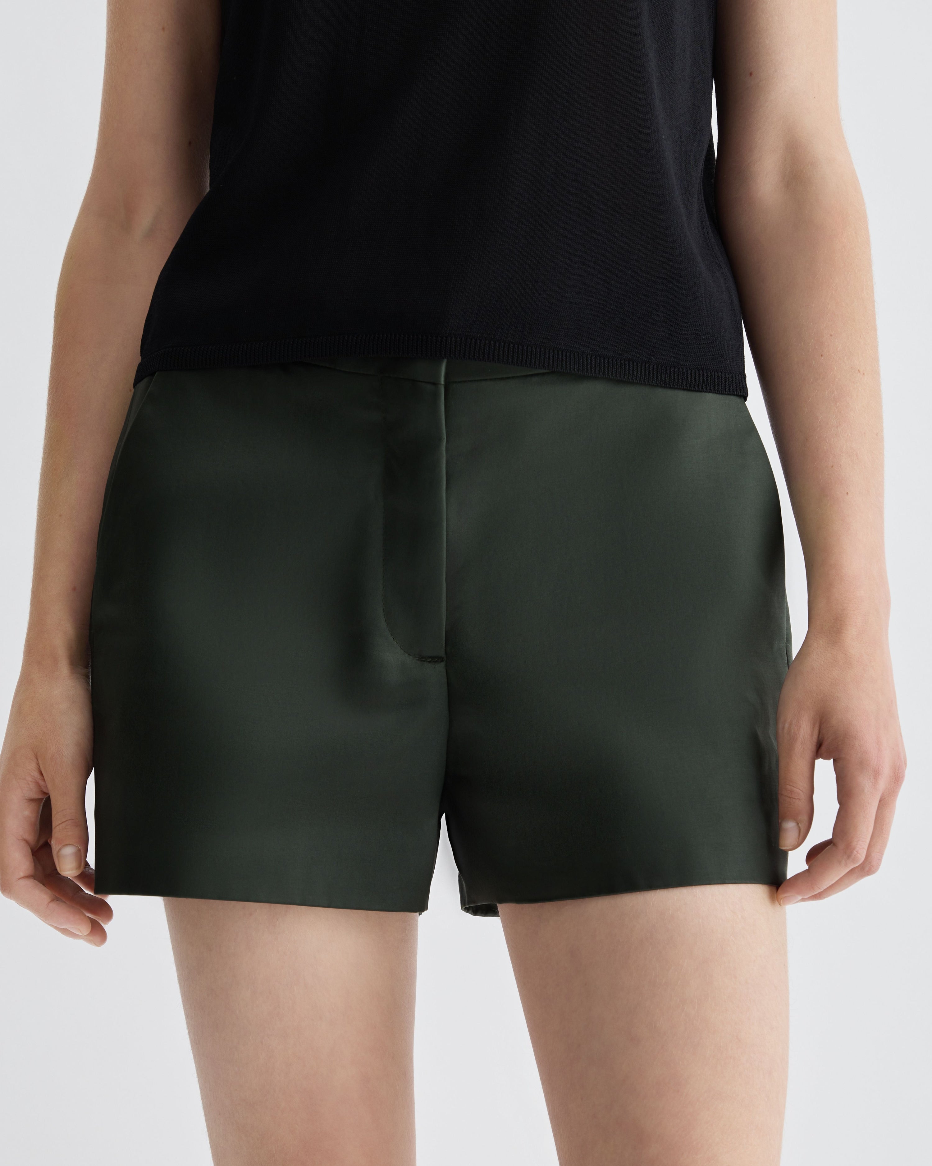 Belle Shorts in Technical Cotton, Olive - Veronica De Piante