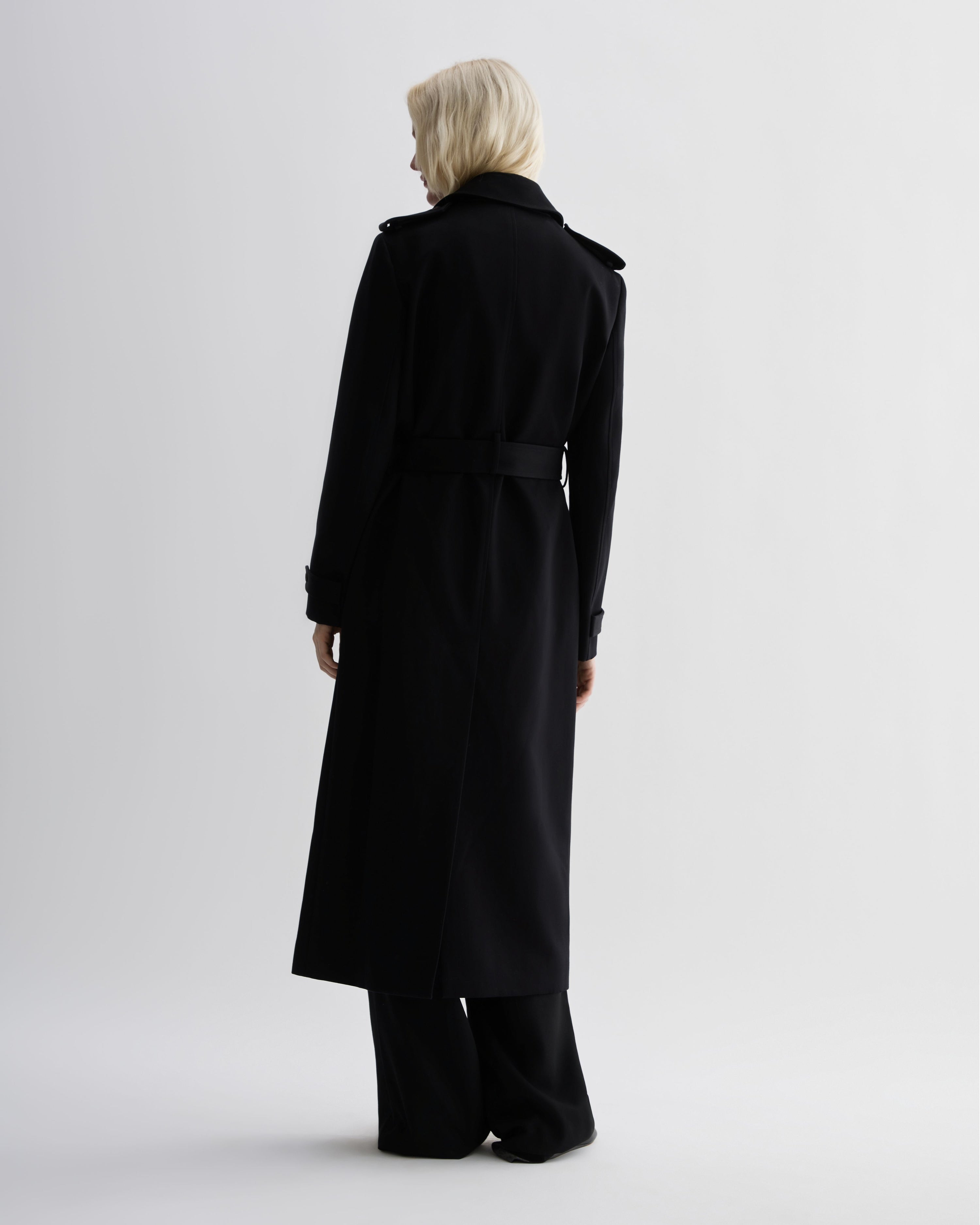 Amara Trench Coat in Cotton, Black