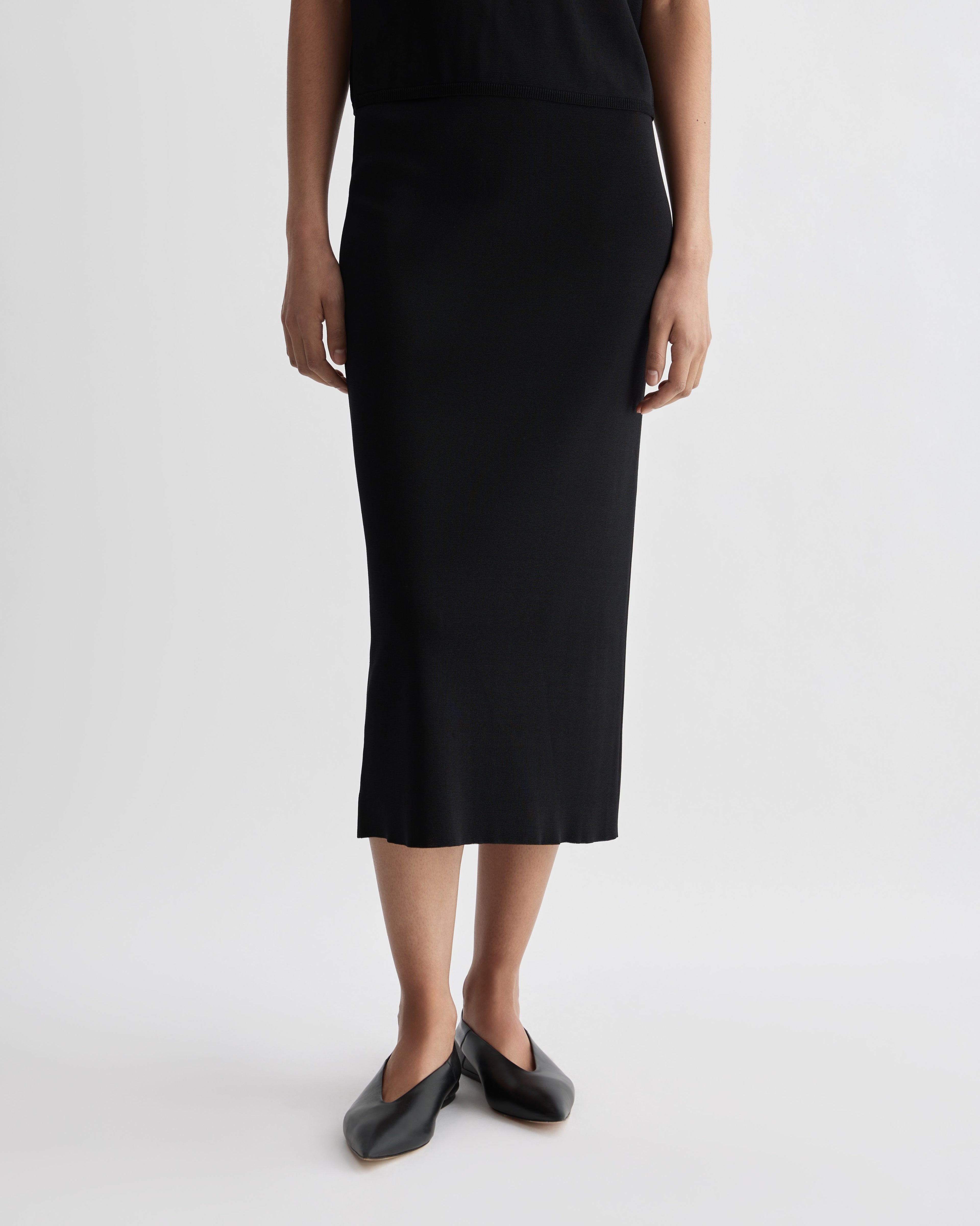 Caterina Skirt in Silk Knit, Black - Veronica De Piante