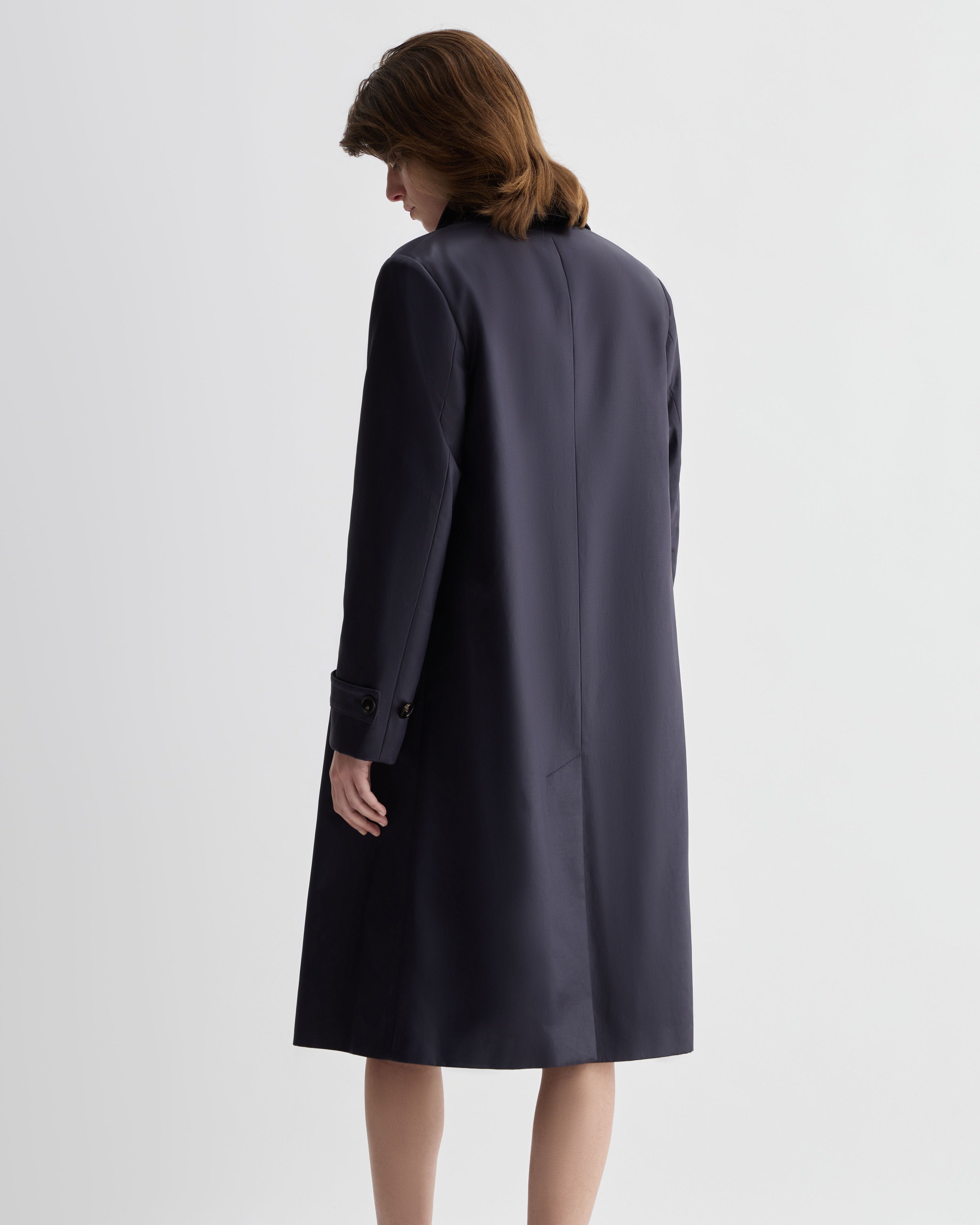 Heather Coat in Technical Cotton, Plum