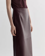 Gisele Skirt in Nappa Leather, Maroon - Veronica De Piante