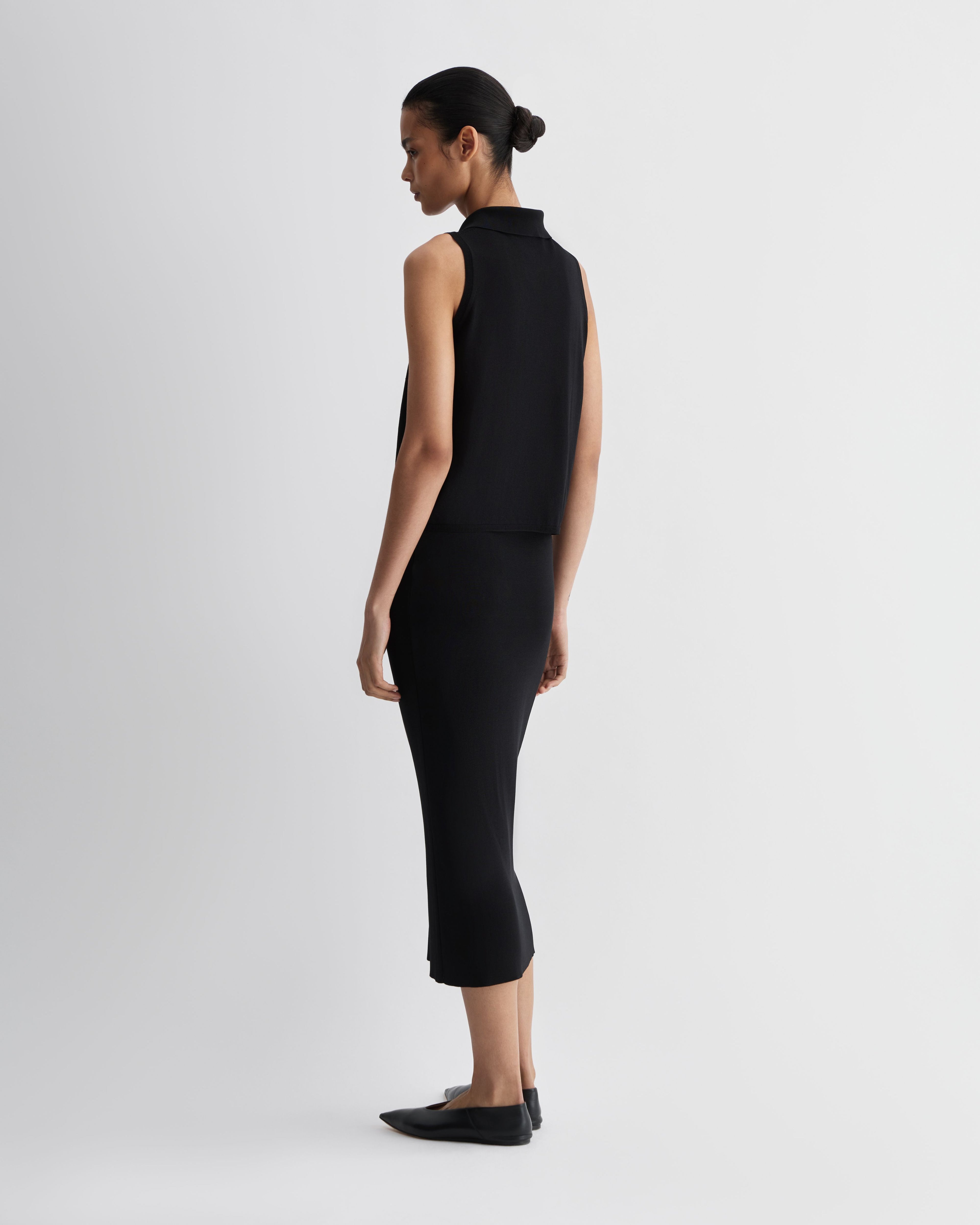 Caterina Skirt in Silk Knit, Black - Veronica De Piante