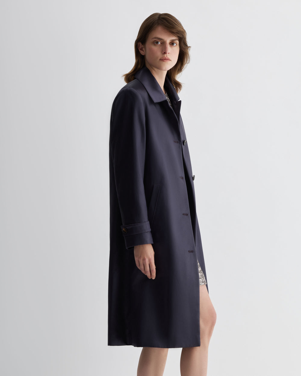 Heather Coat in Technical Cotton, Plum
