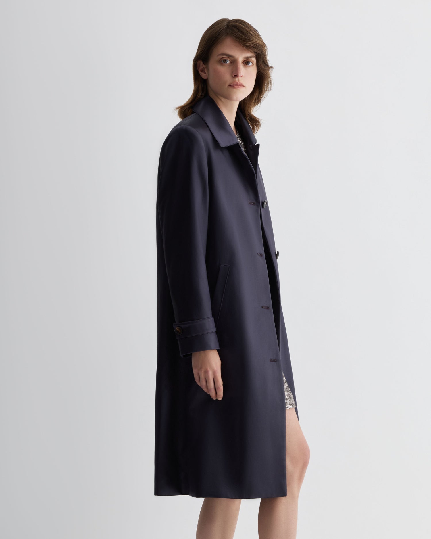 Heather Coat in Technical Cotton, Plum