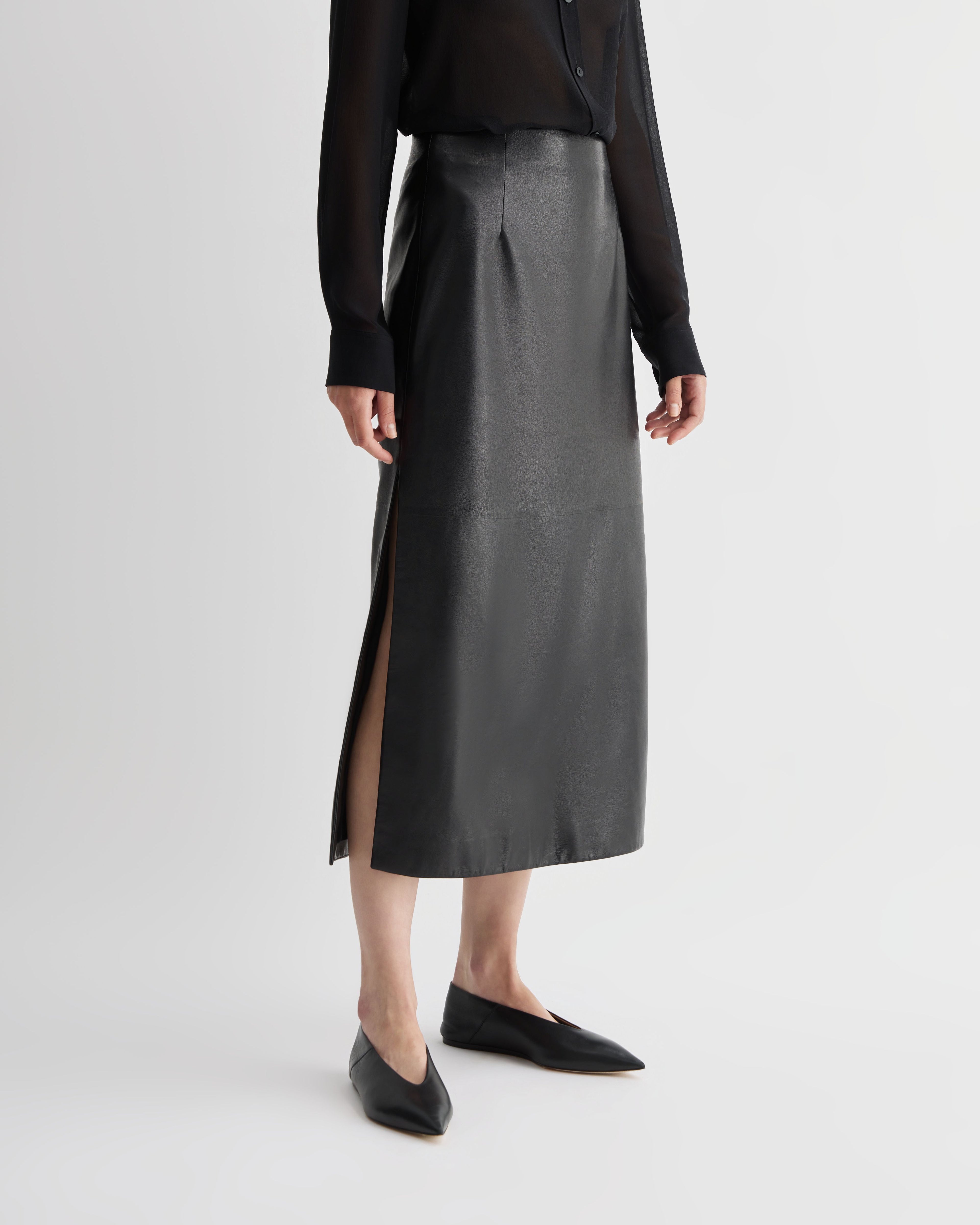 Gisele Skirt in Nappa Leather, Black - Veronica De Piante