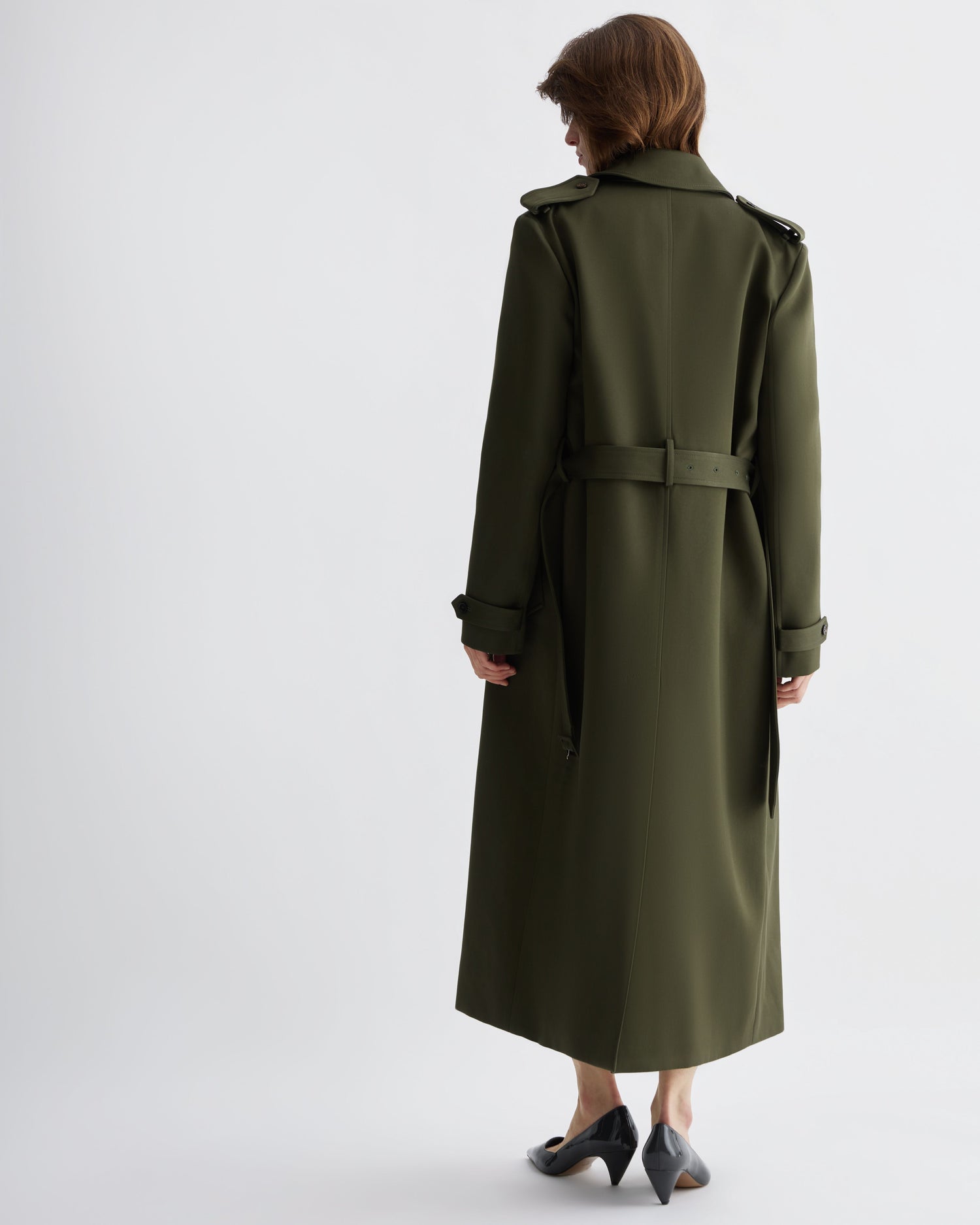 Amara Trench Coat in Cotton, Olive - Veronica De Piante