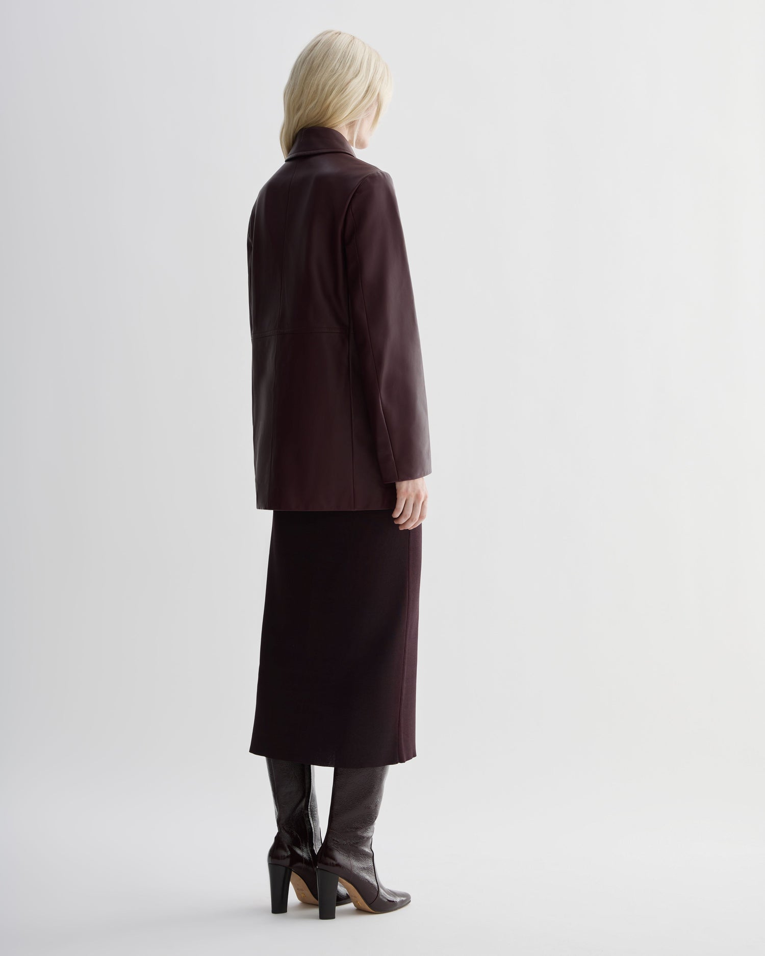 Jess Jacket in Nappa Leather, Deep Plum