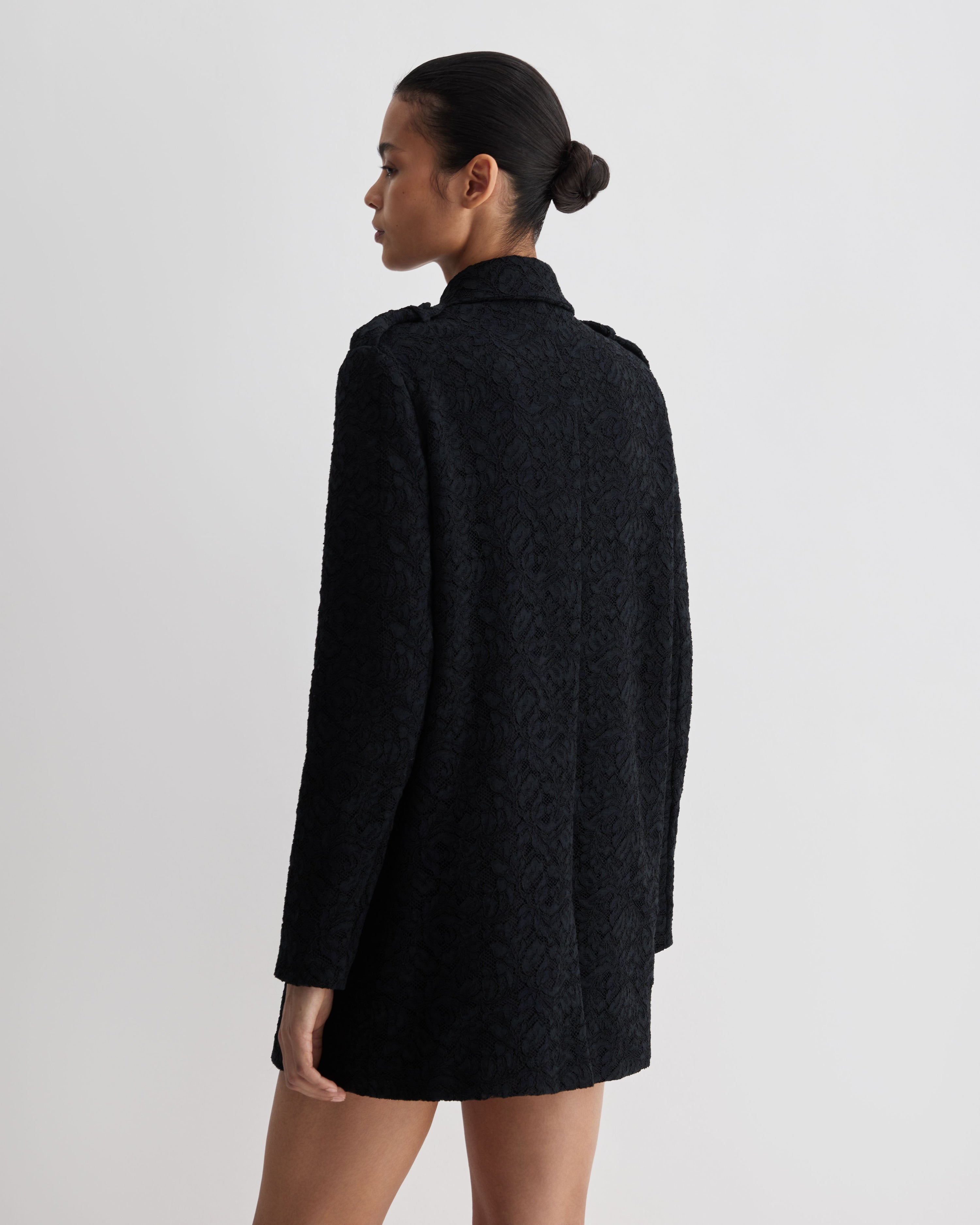 Charlotte Trench in Lace, Black