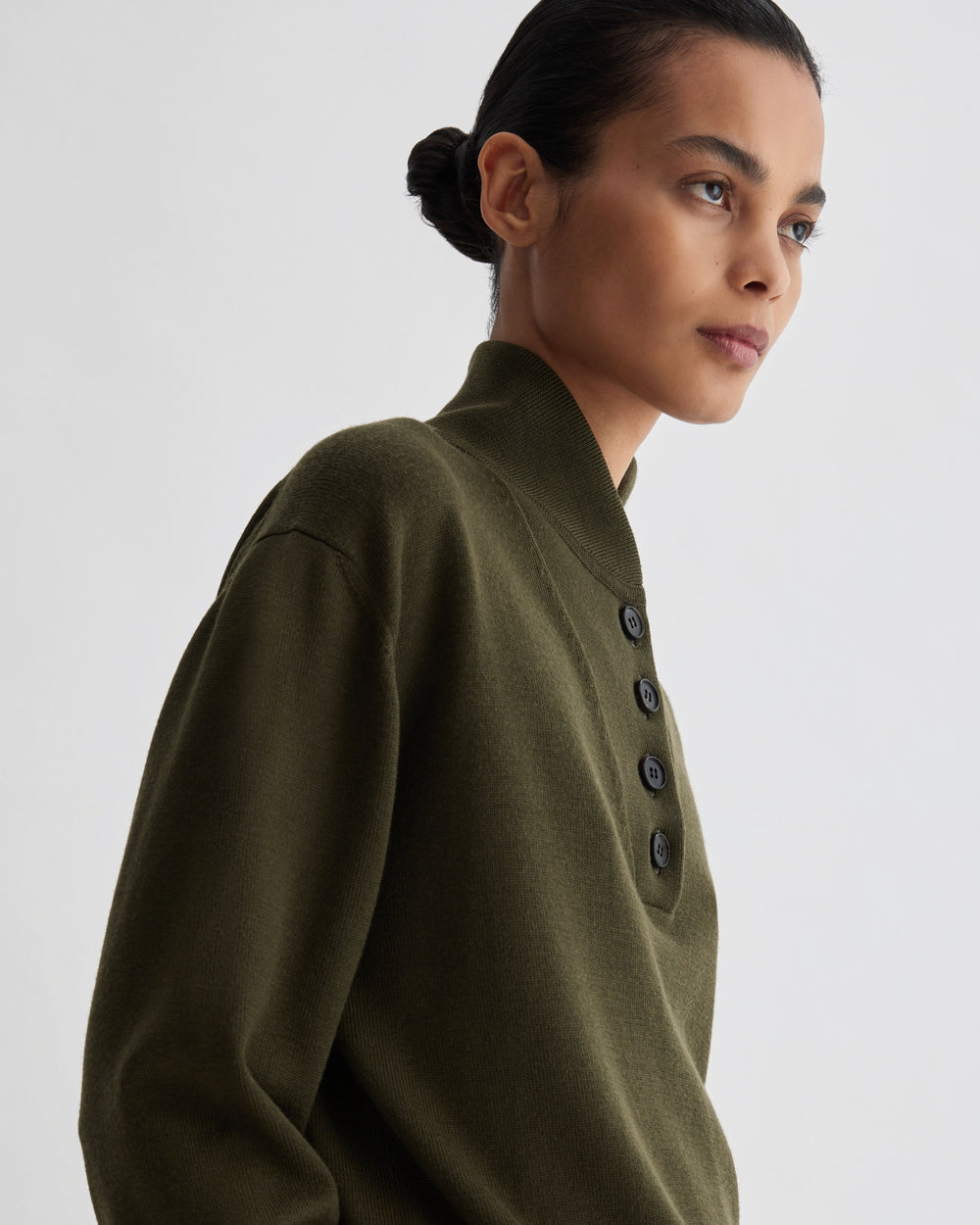 Alicia Sweater in Merino Wool, Olive - Veronica De Piante