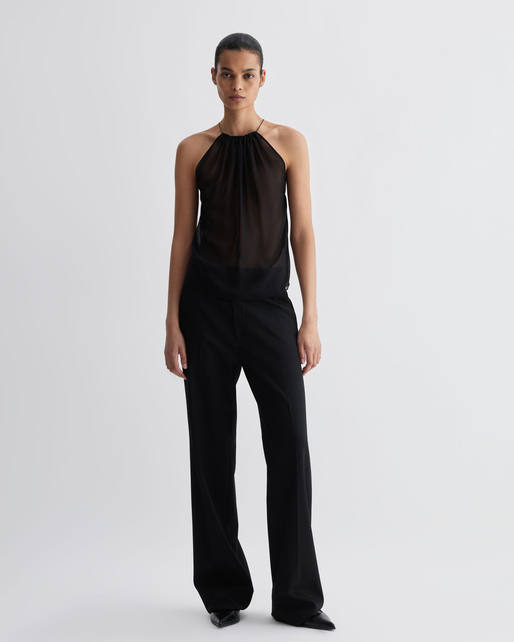 Greta Top in Silk, Black - Veronica De Piante