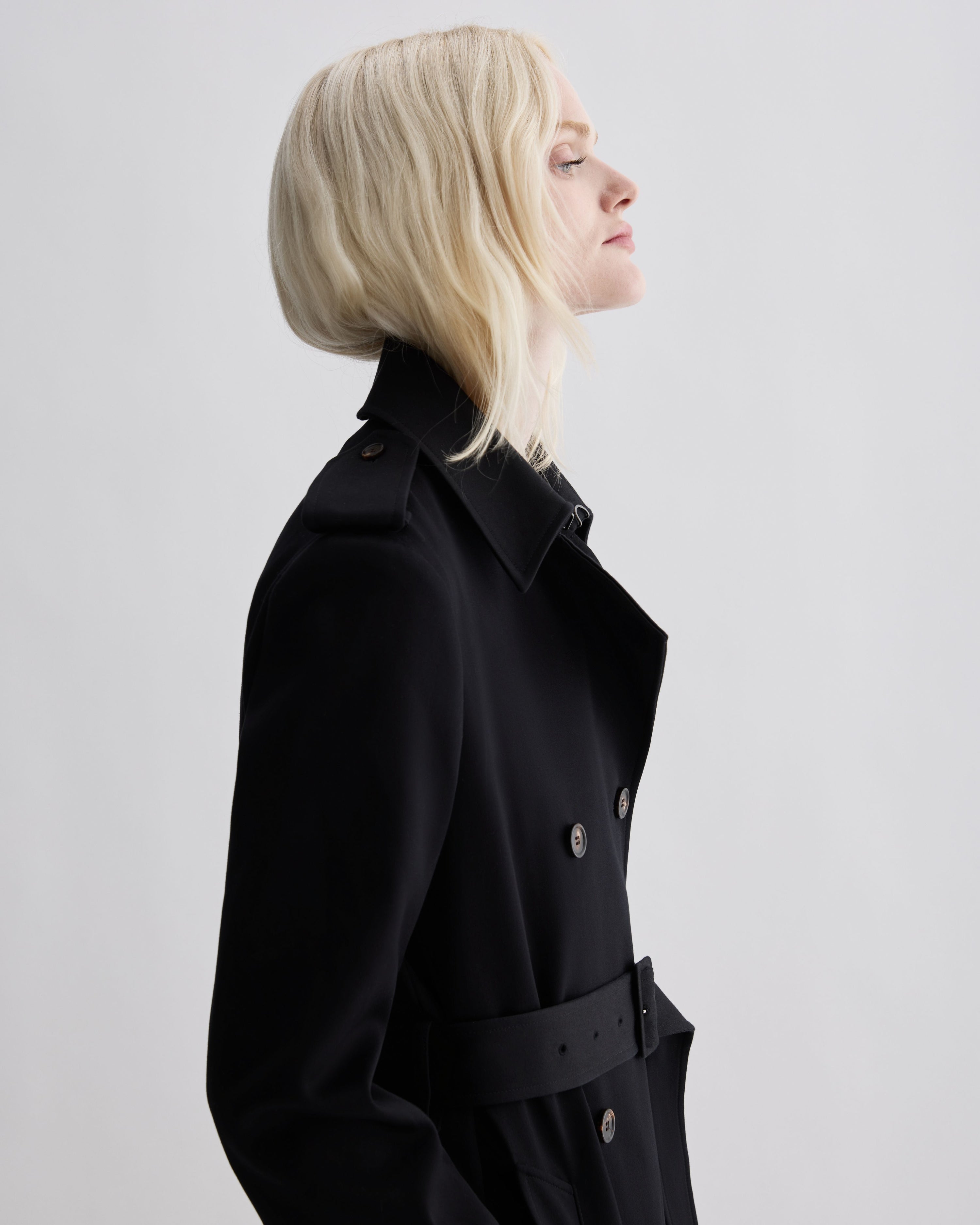 Amara Trench Coat in Cotton, Black