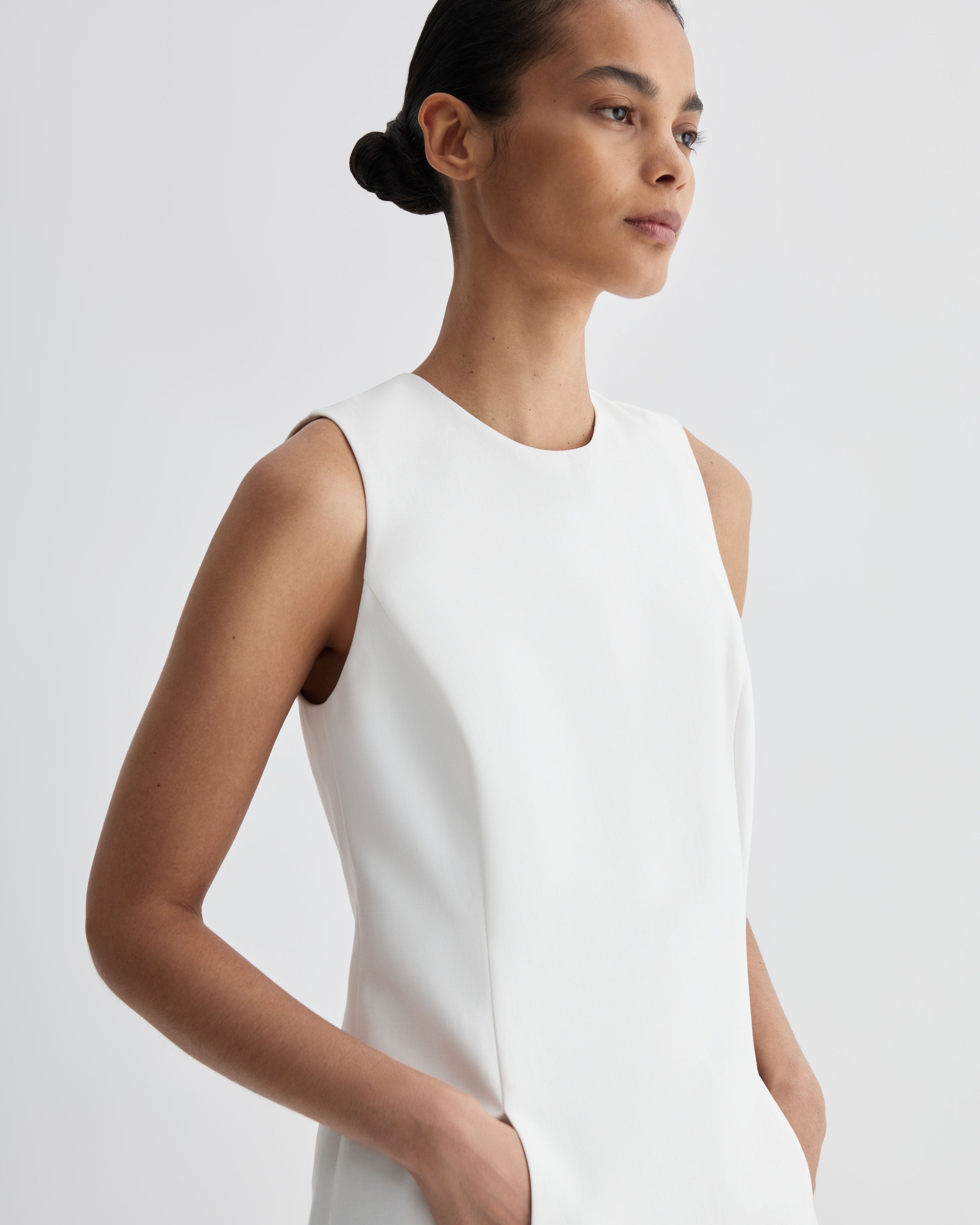 Melodie Dress in Cotton Silk, Off-White - Veronica De Piante