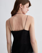 Black lace Mariana camisole top by Veronica De Piante, featuring delicate detailing and a stylish silhouette.