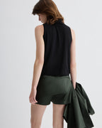 Selma Polo Vest in Silk Knit, Black - Veronica De Piante
