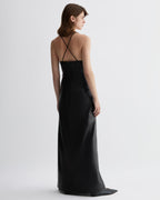 Black Amelia Dress in Nappa leather by Veronica De Piante, featuring a sleek, fitted silhouette and stylish design.