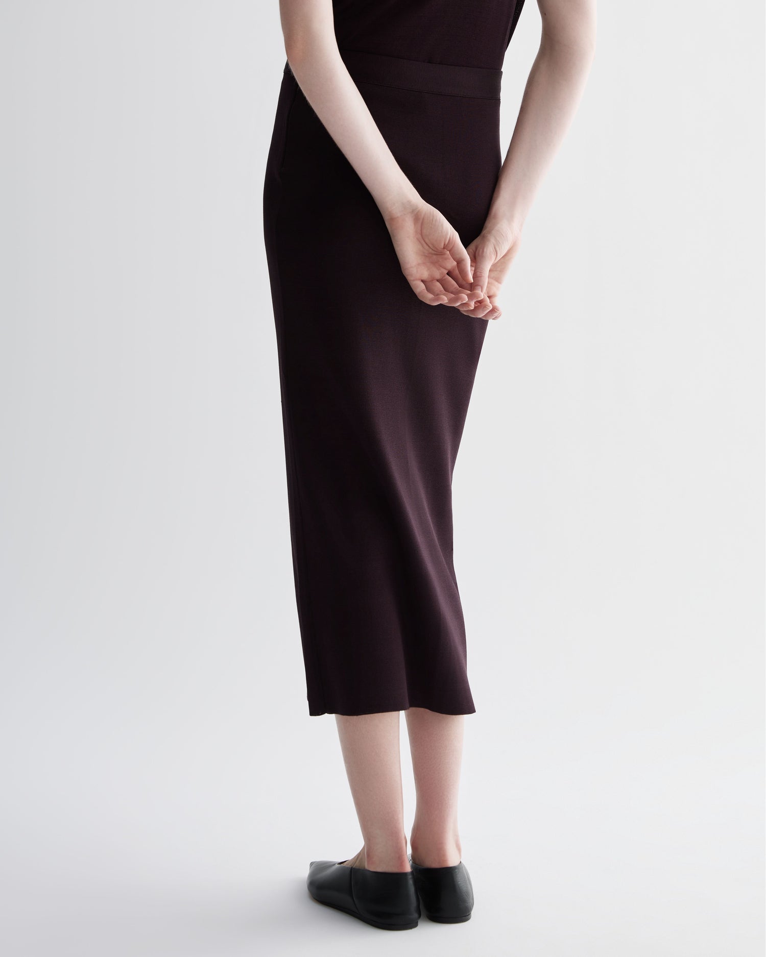 Caterina Skirt in Silk Knit, Deep Plum
