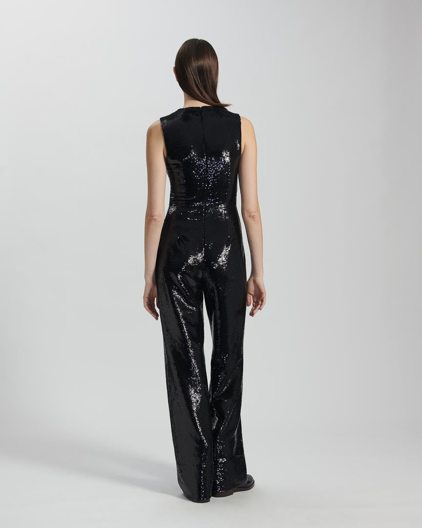 Saskia Jumpsuit in Sequin, Black