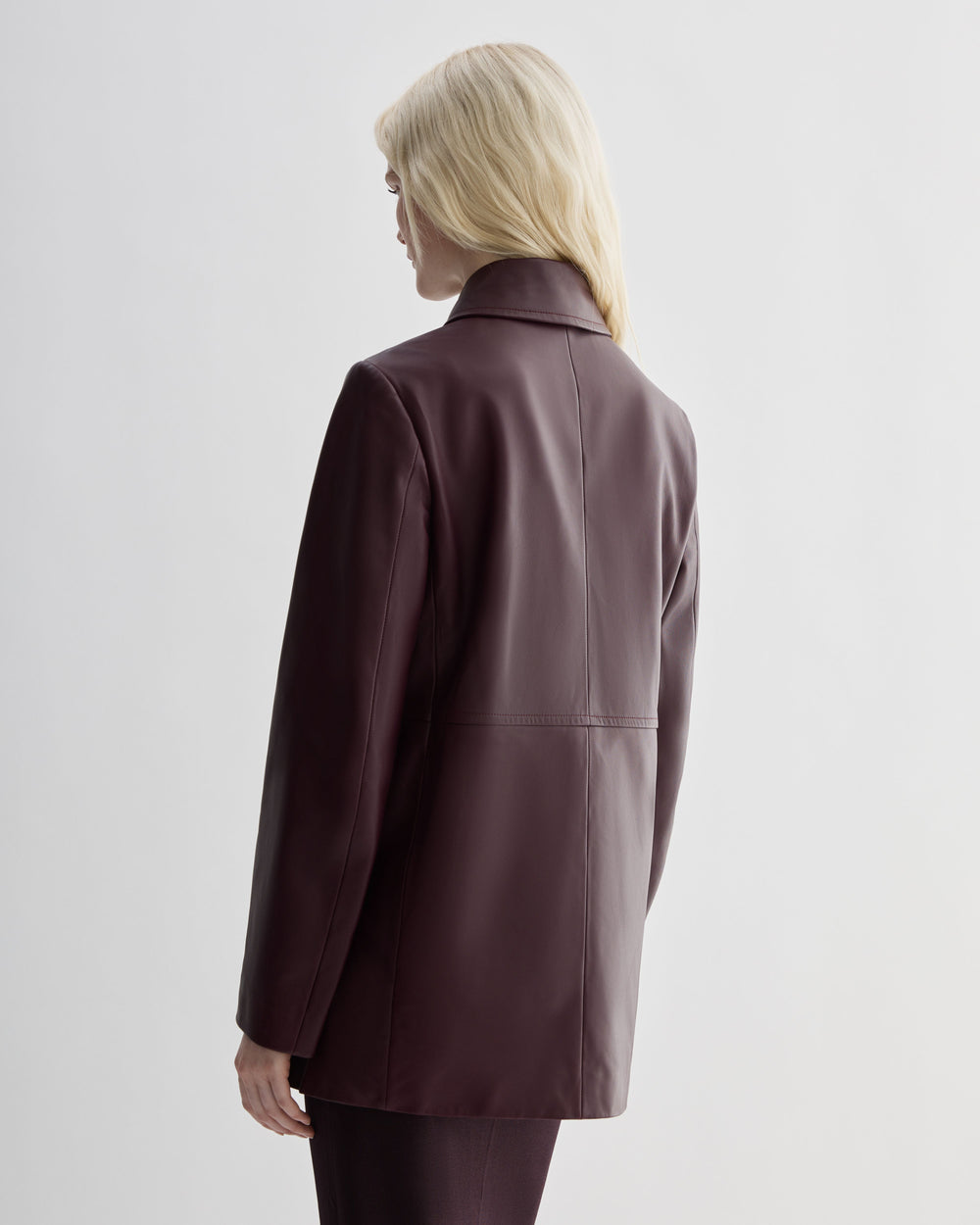 Jess Jacket in Nappa Leather, Deep Plum
