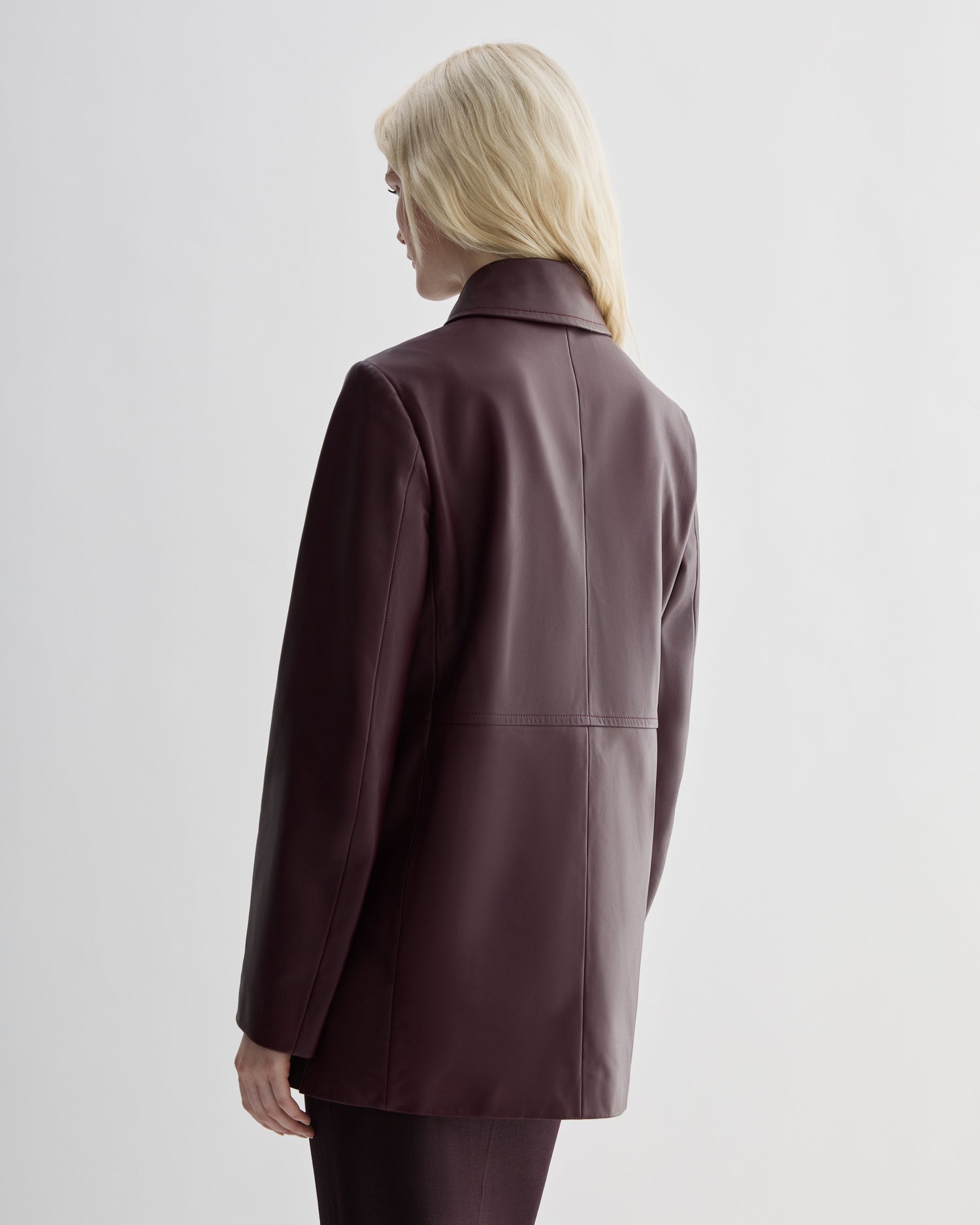 Jess Jacket in Nappa Leather, Deep Plum