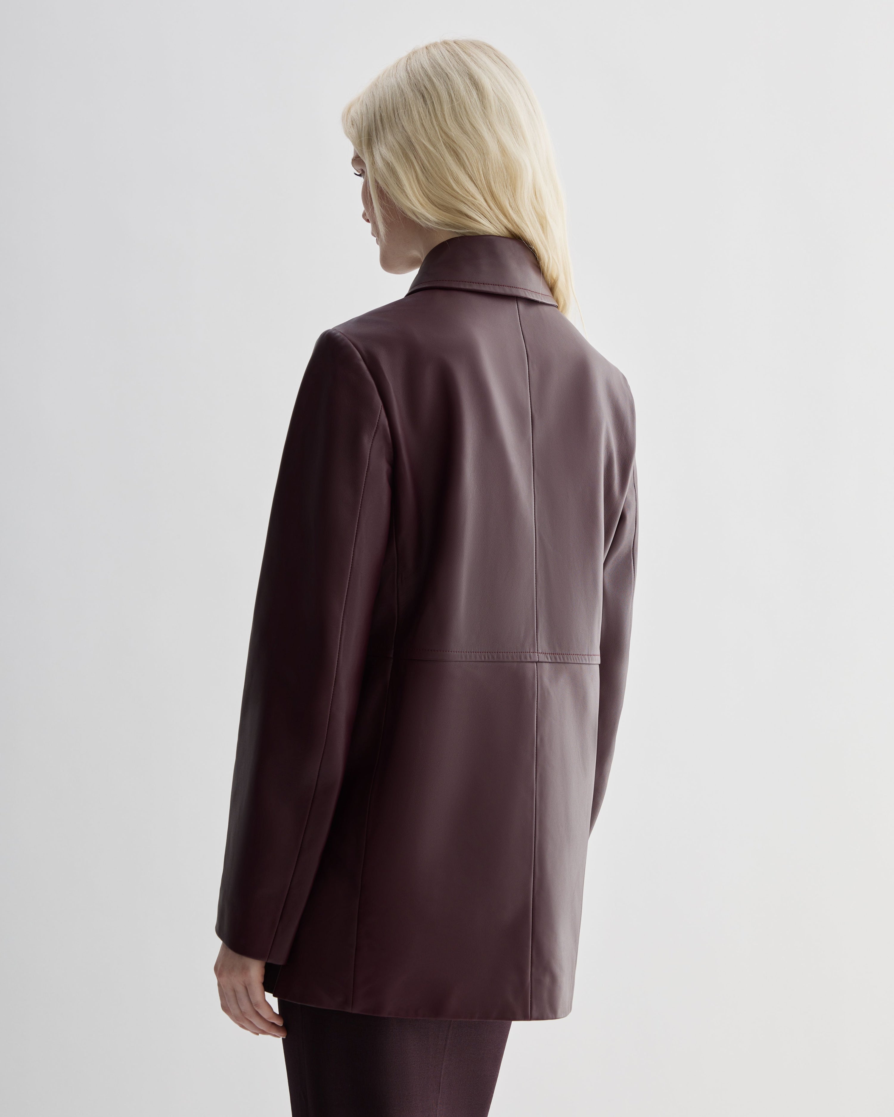 Jess Jacket in Nappa Leather, Deep Plum