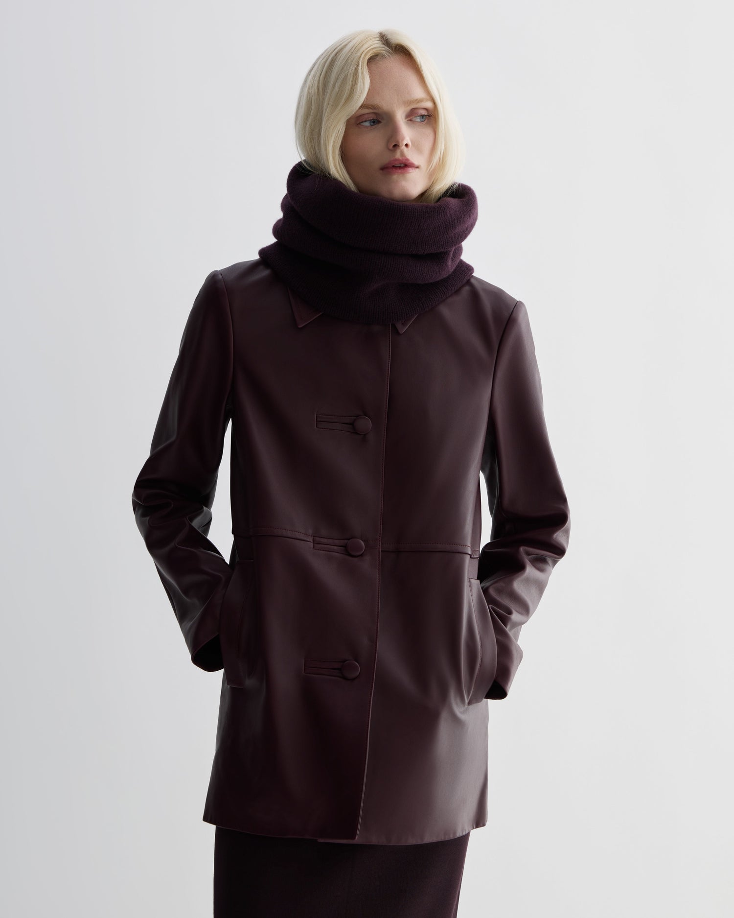 Fleur Snood in Wool Cashmere, Deep Plum