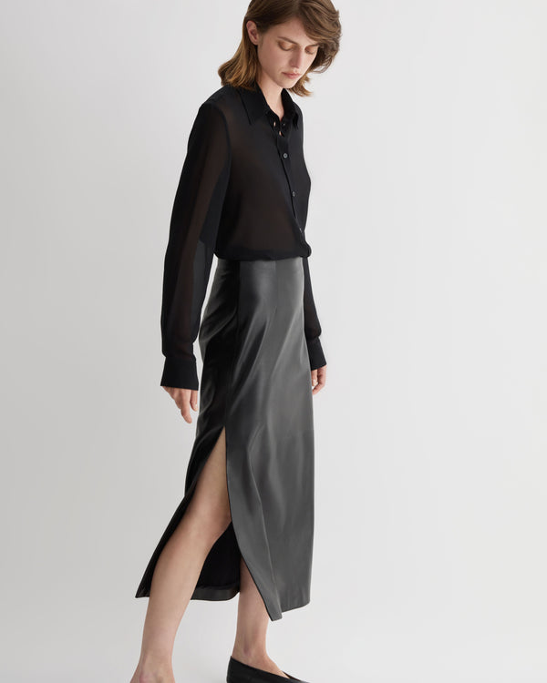 Gisele Skirt in Nappa Leather, Black - Veronica De Piante
