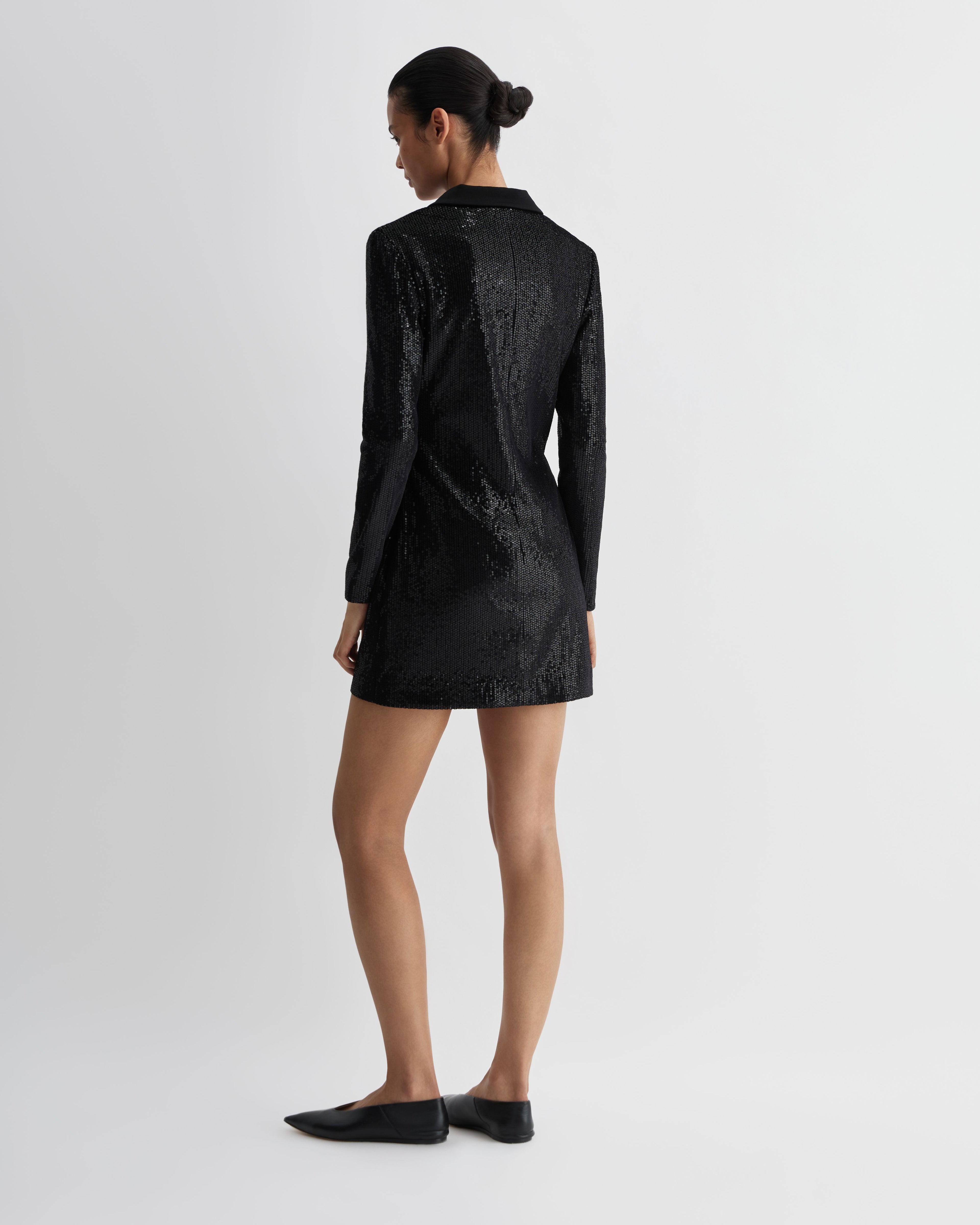 Scarlet Dress in Stretch Sequin, Black - Veronica De Piante
