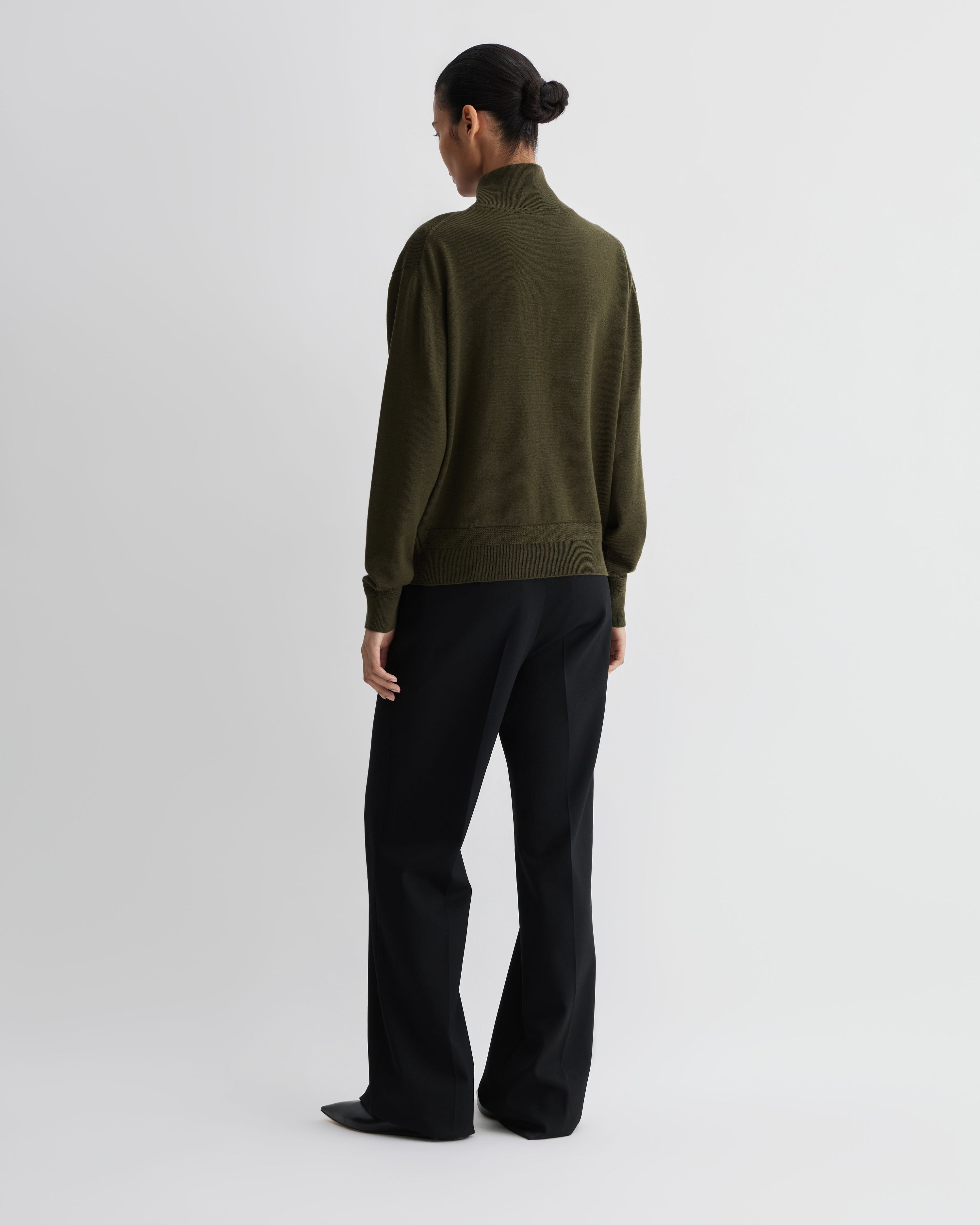 Alicia Sweater in Merino Wool, Olive - Veronica De Piante
