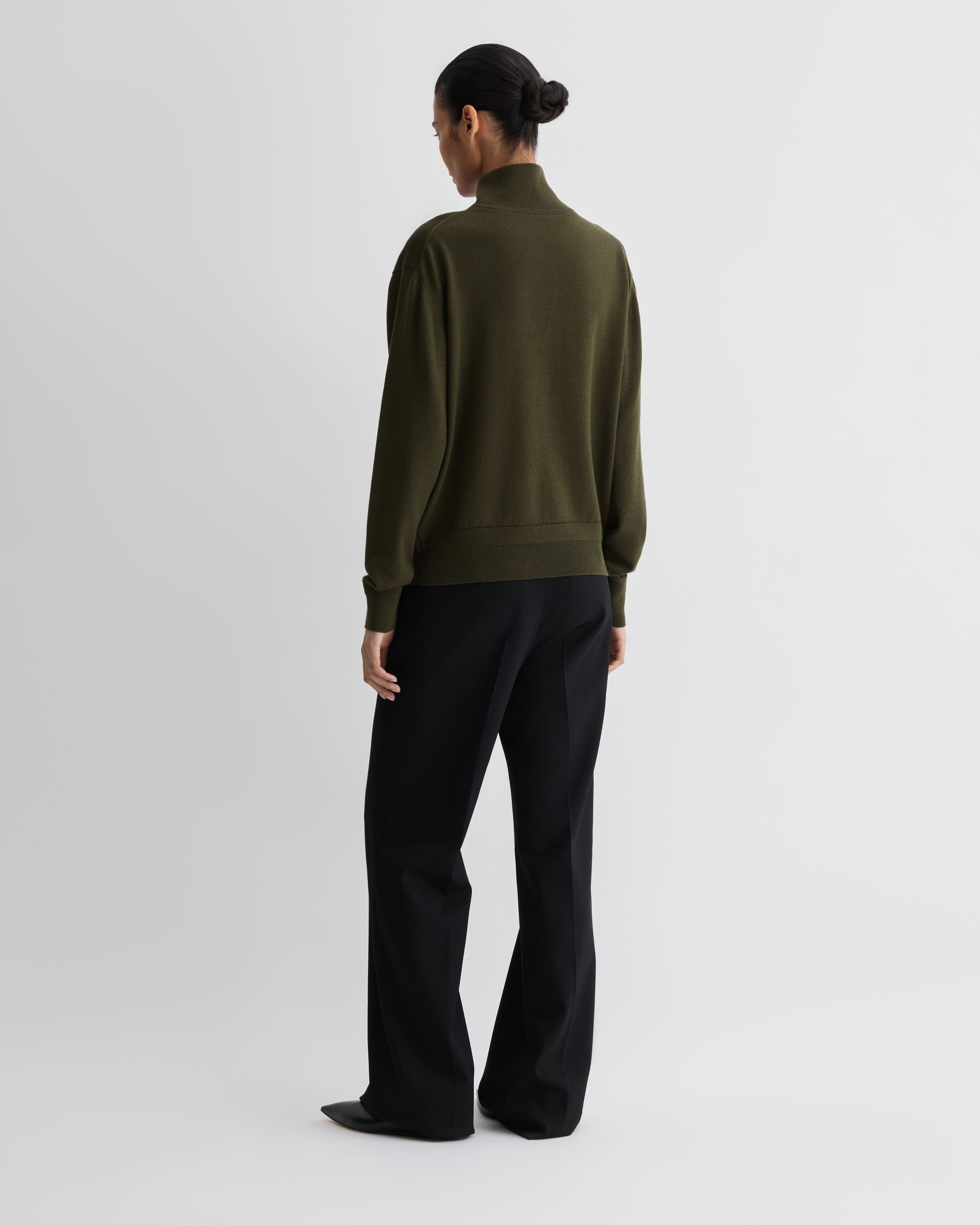 Alicia Sweater in Merino Wool, Olive - Veronica De Piante