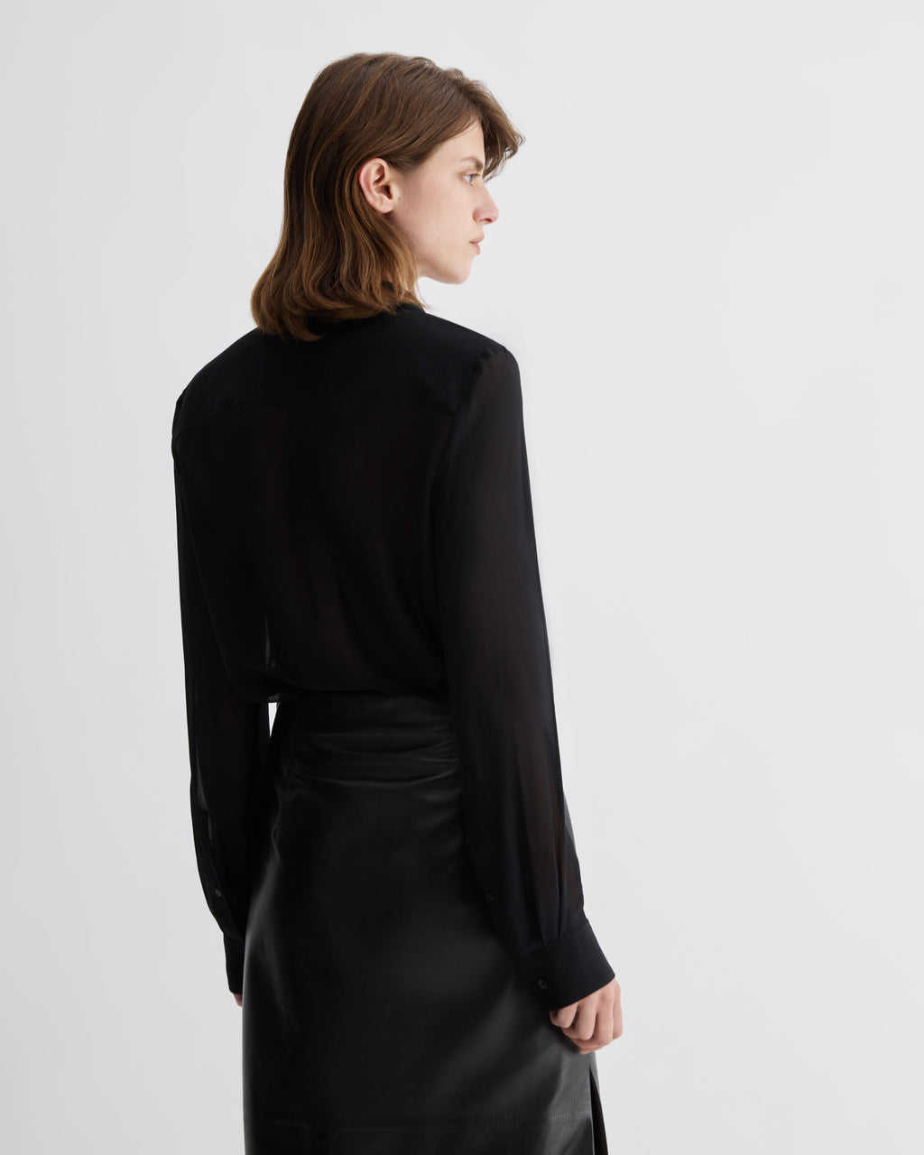 Julieta Shirt in Silk Georgette, Black - Veronica De Piante