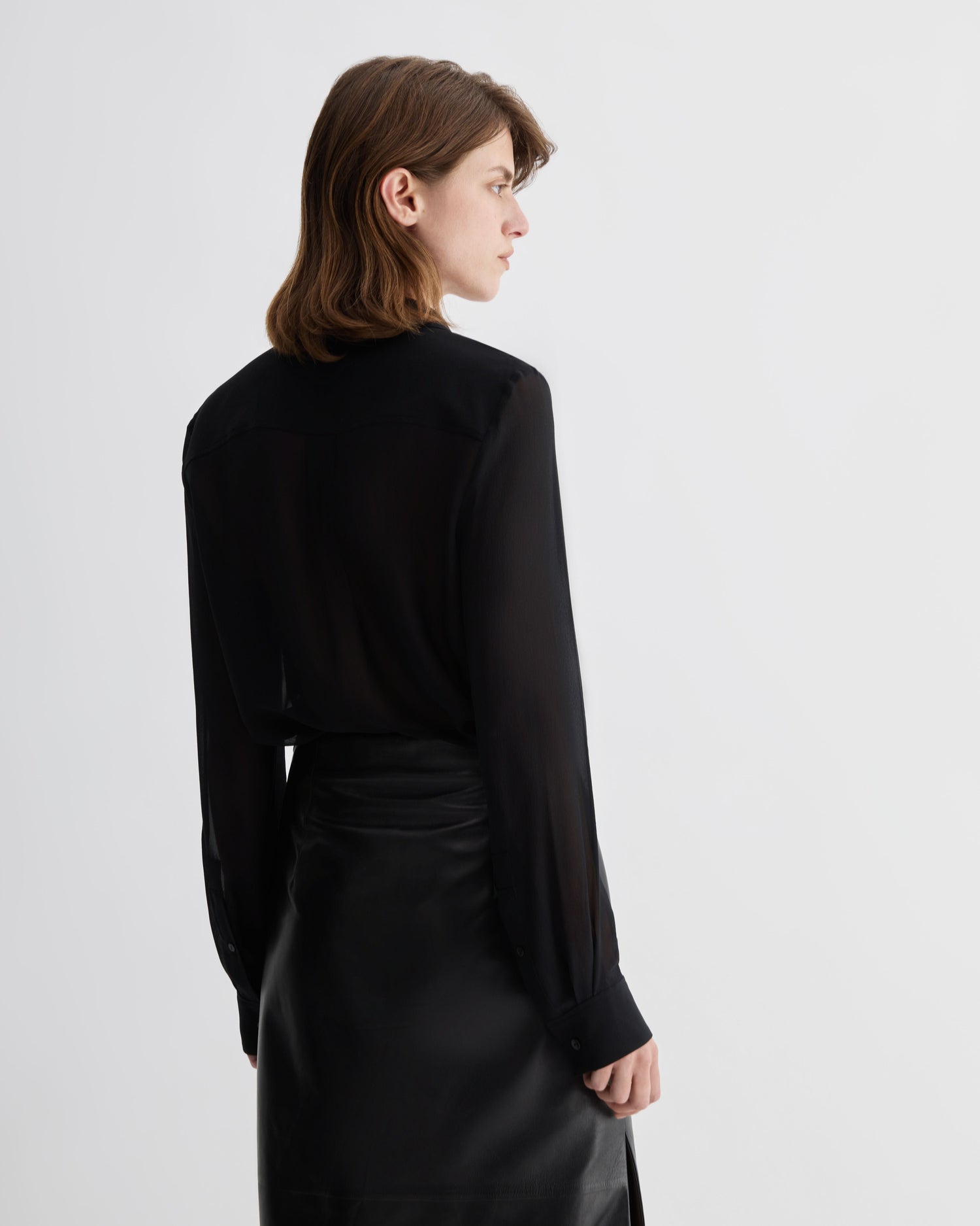 Julieta Shirt in Silk Georgette, Black