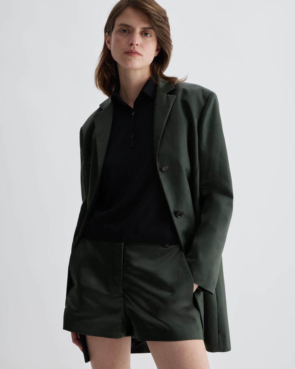 Belle Shorts in Technical Cotton, Olive - Veronica De Piante