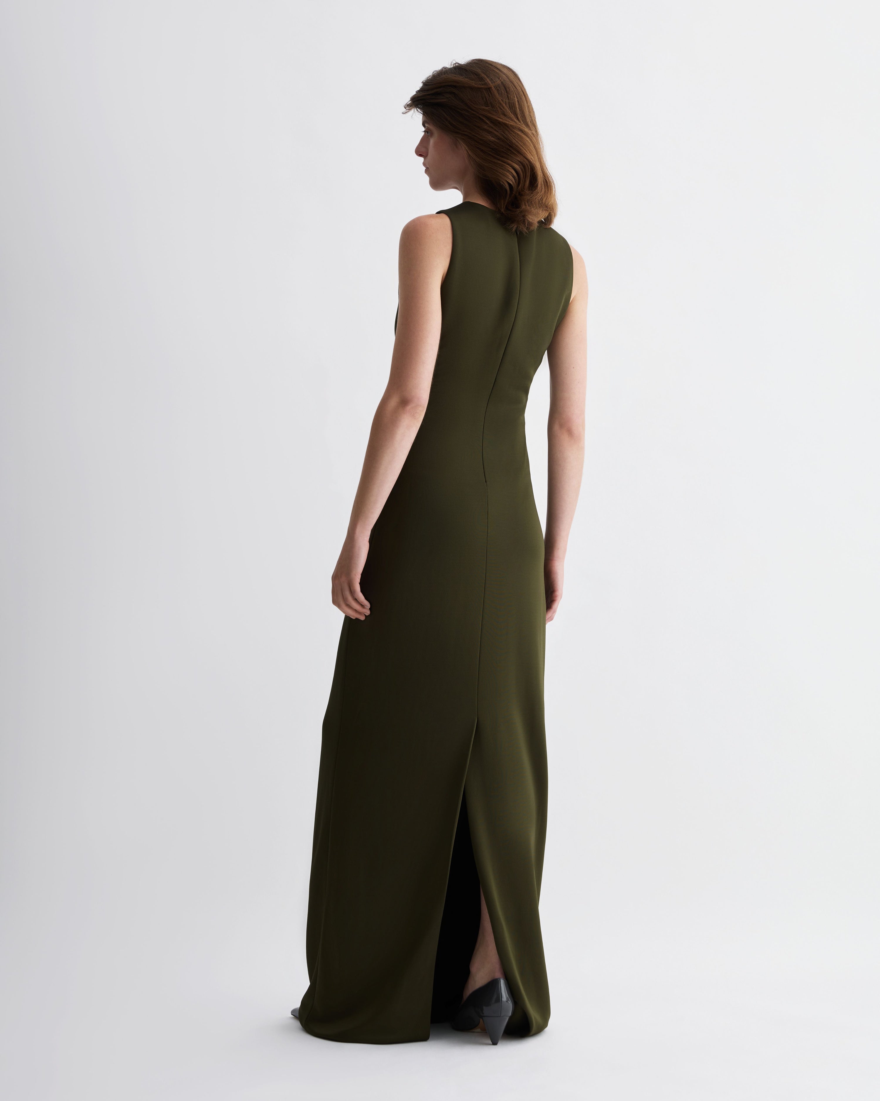 Carmen Dress in Viscose Jersey, Olive - Veronica De Piante