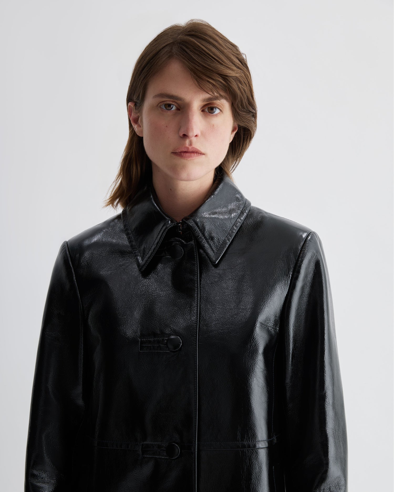 Jess Jacket in Patent Leather, Black