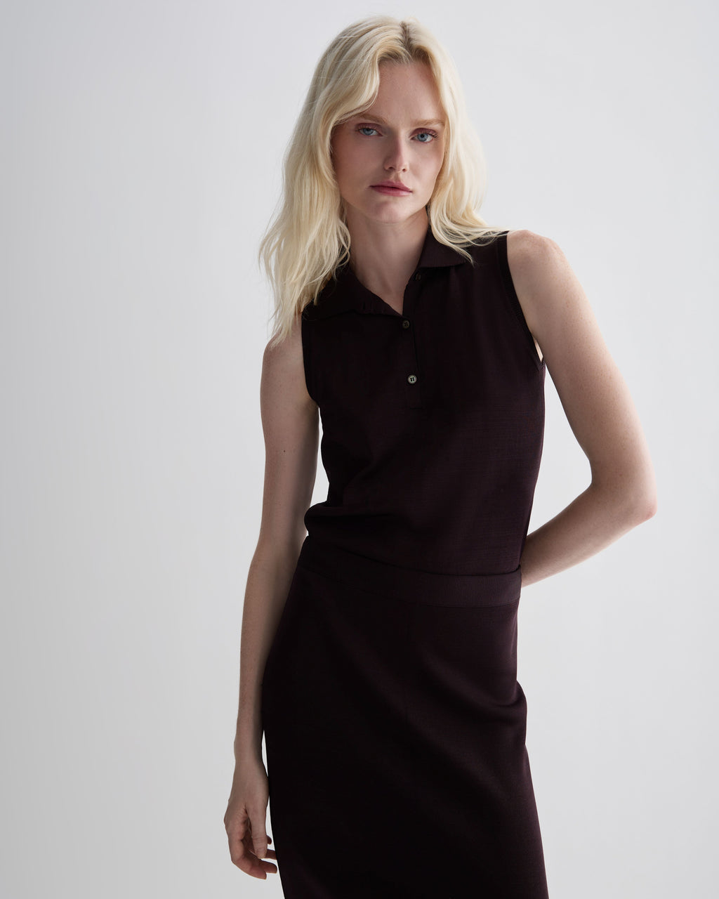Caterina Skirt in Silk Knit, Deep Plum - Veronica De Piante