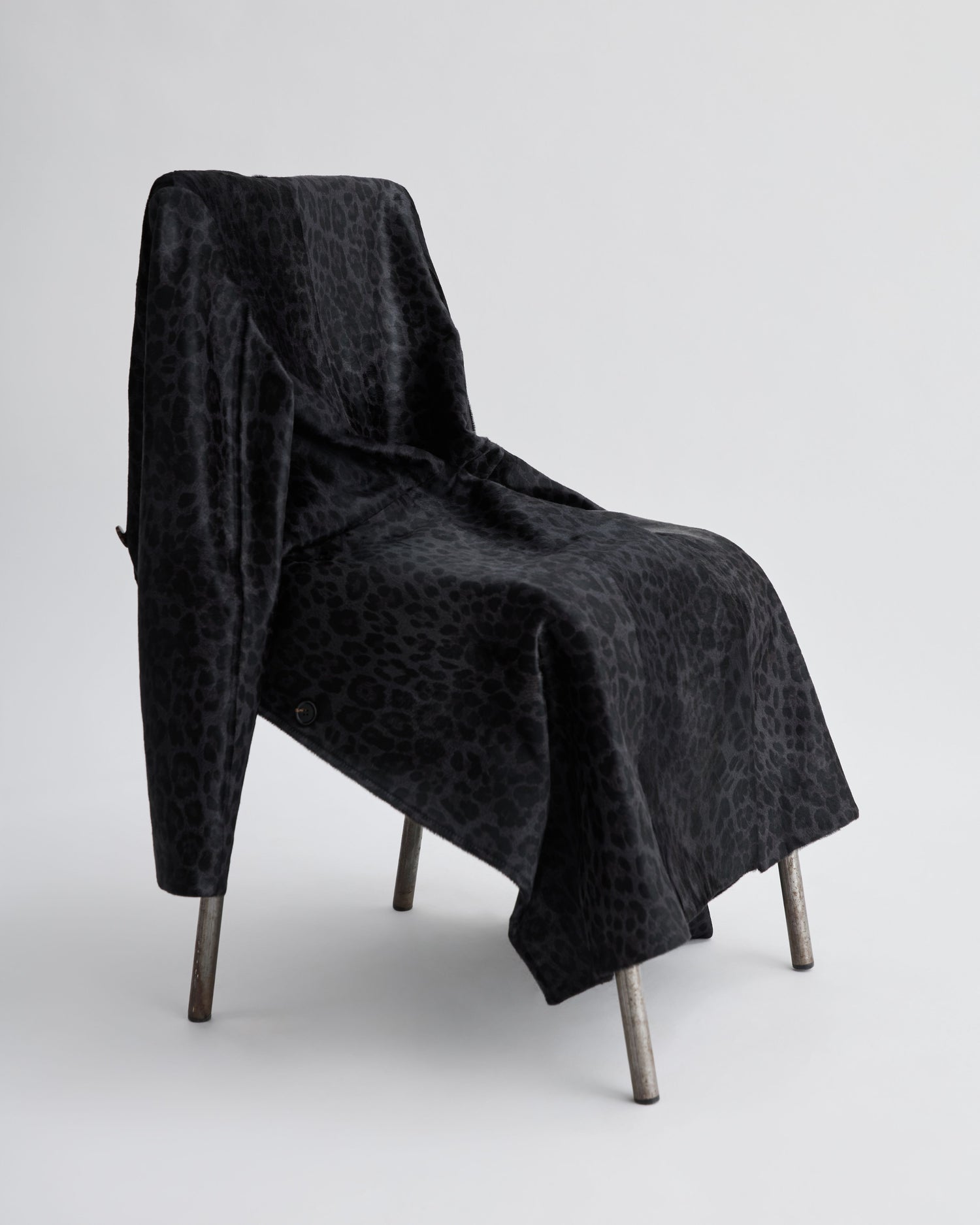 Gabriele Coat in Calf Hair, Dark Grey Leopard