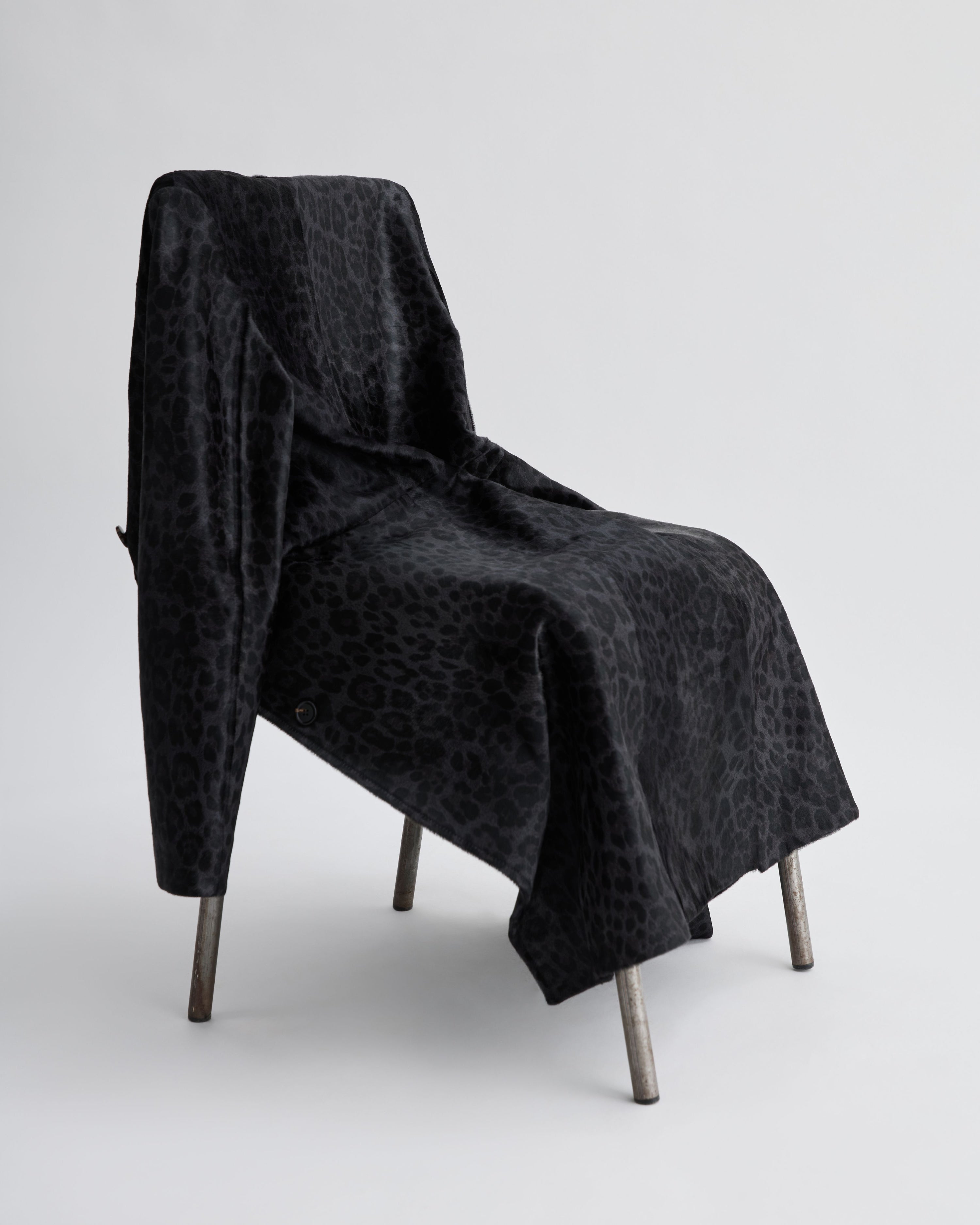 Gabriele Coat in Calf Hair, Dark Grey Leopard