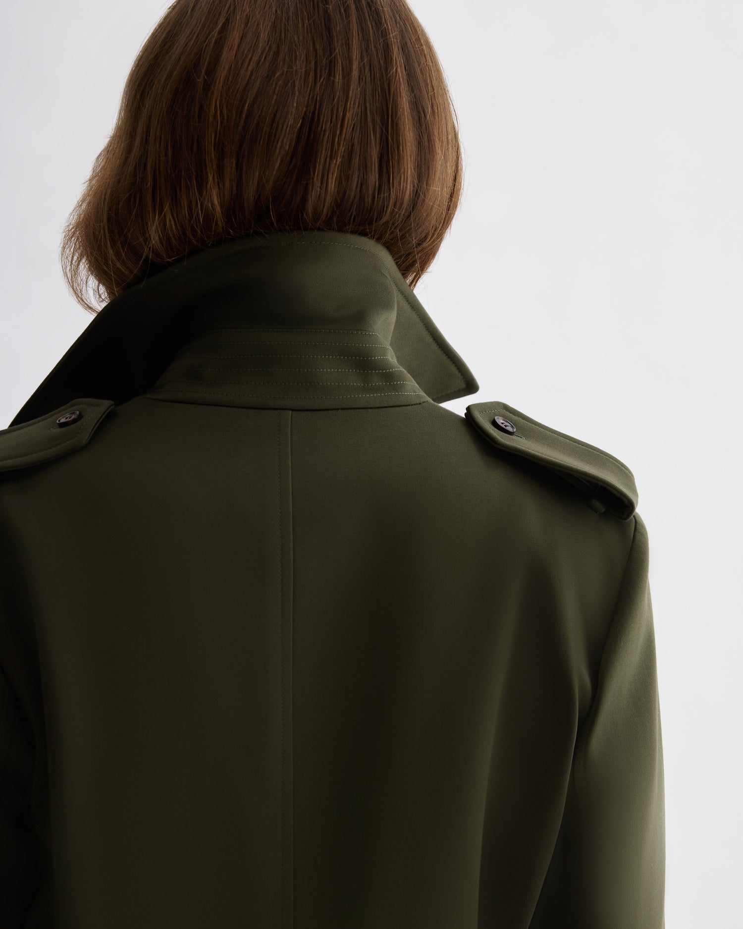 Amara Trench Coat in Cotton, Olive - Veronica De Piante